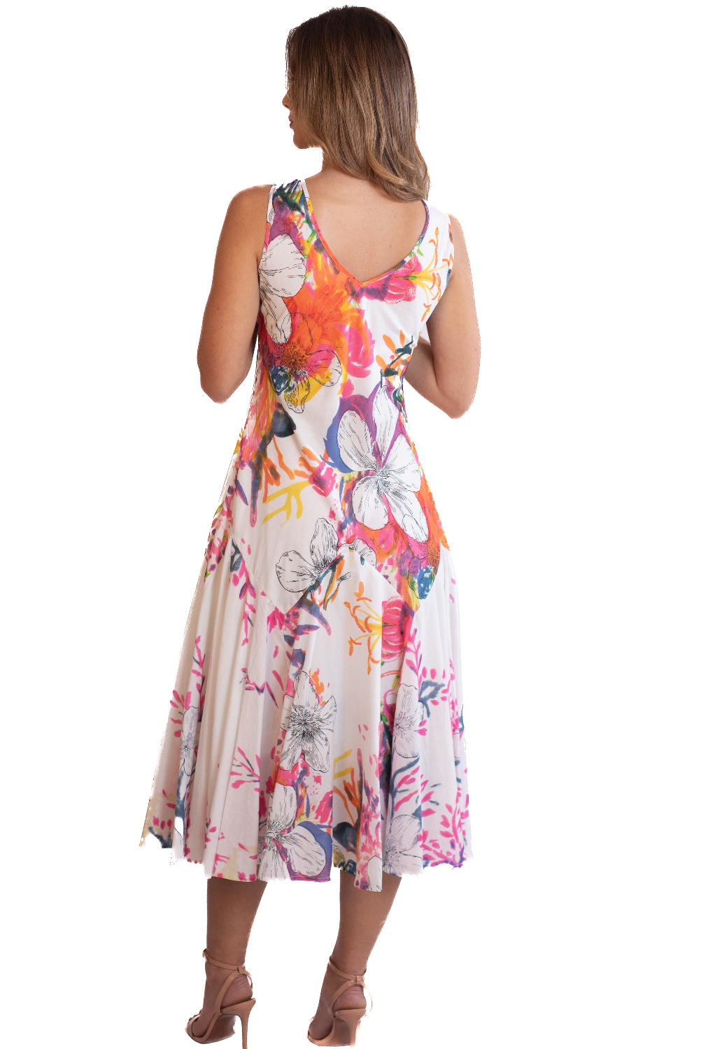 AE0046 - AL 15161 Vestido blanco con rosa pintura