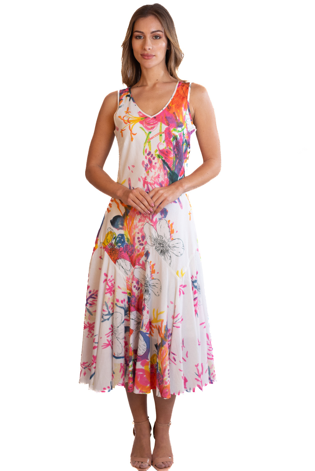 AE0046 - AL 15161 Vestido blanco con rosa pintura