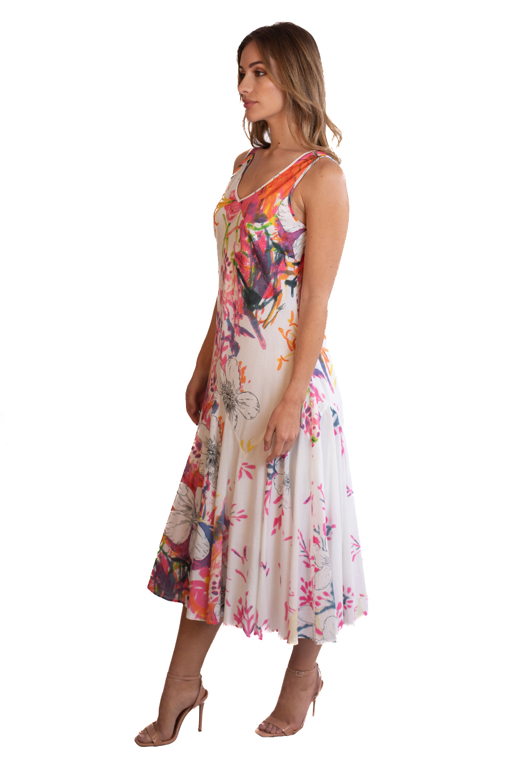 AE0046 - AL 15161 Vestido blanco con rosa pintura