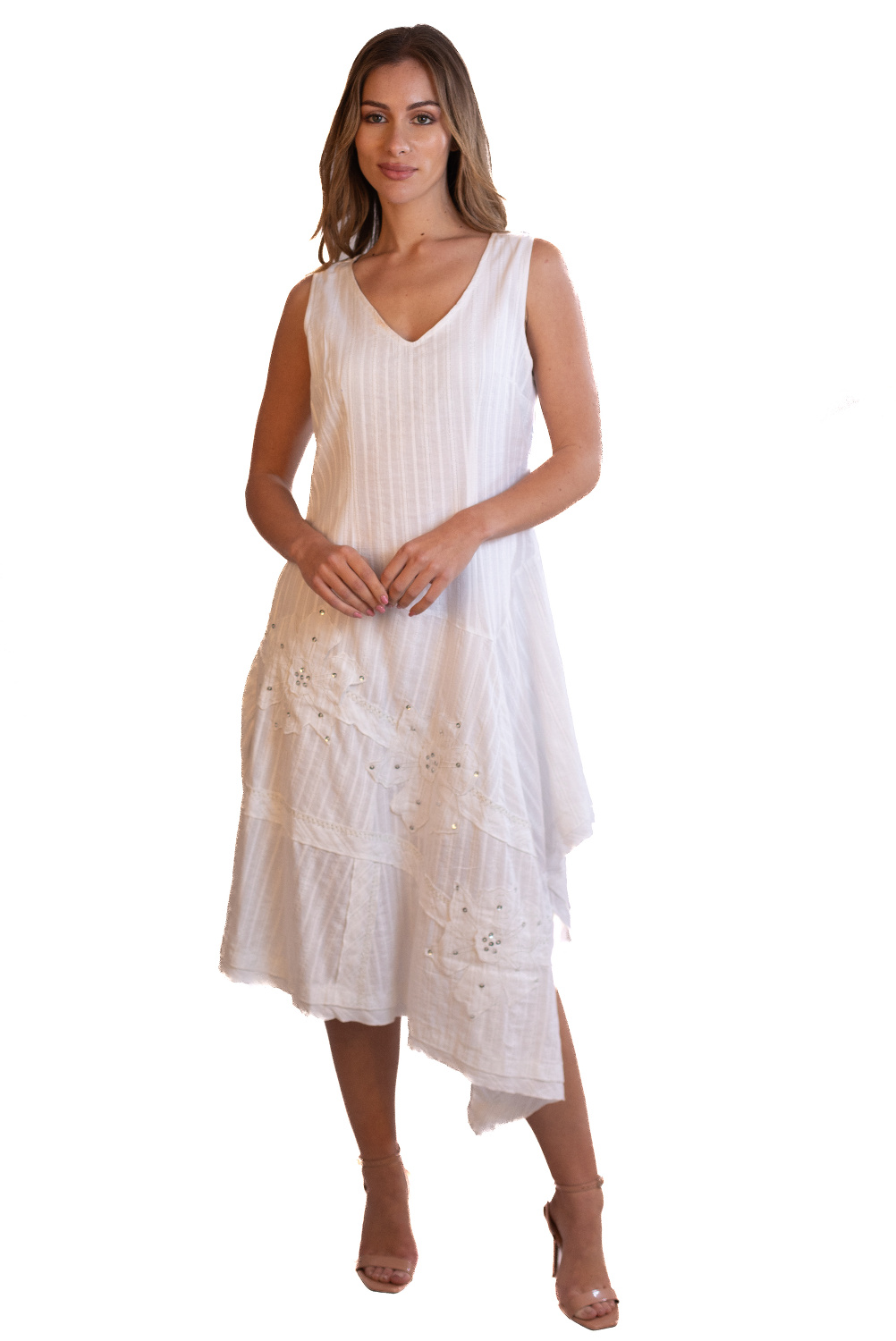 AE0047 - AL 15162 Vestido blanco con flores