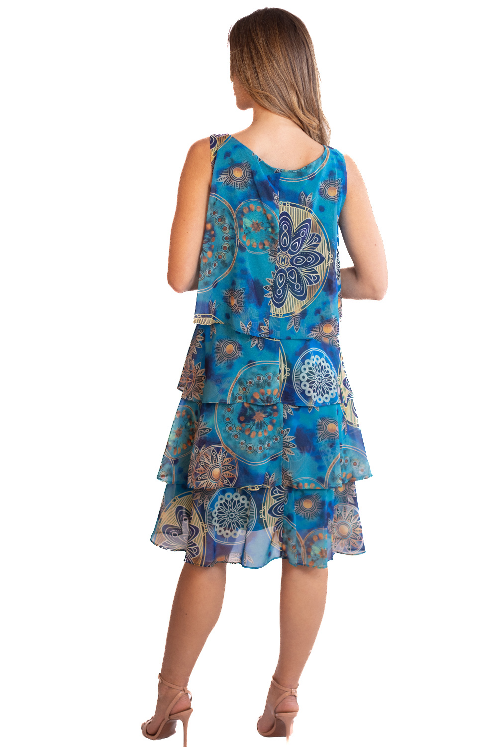 AE0050 - AL 14065 Vestido con capas azul electrico 						
