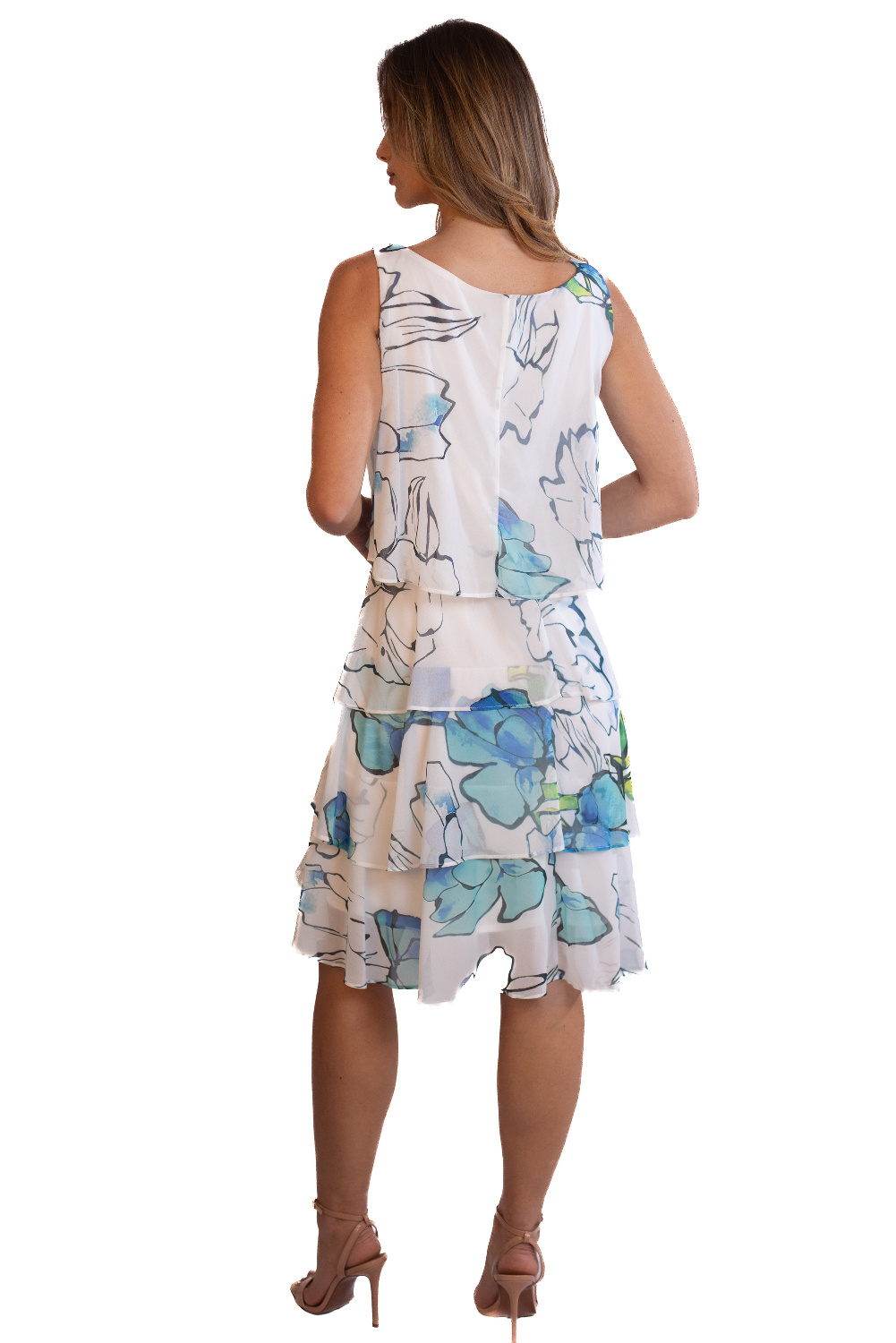 AE0055 - AL 15165 Vestido capas lima turquesa						