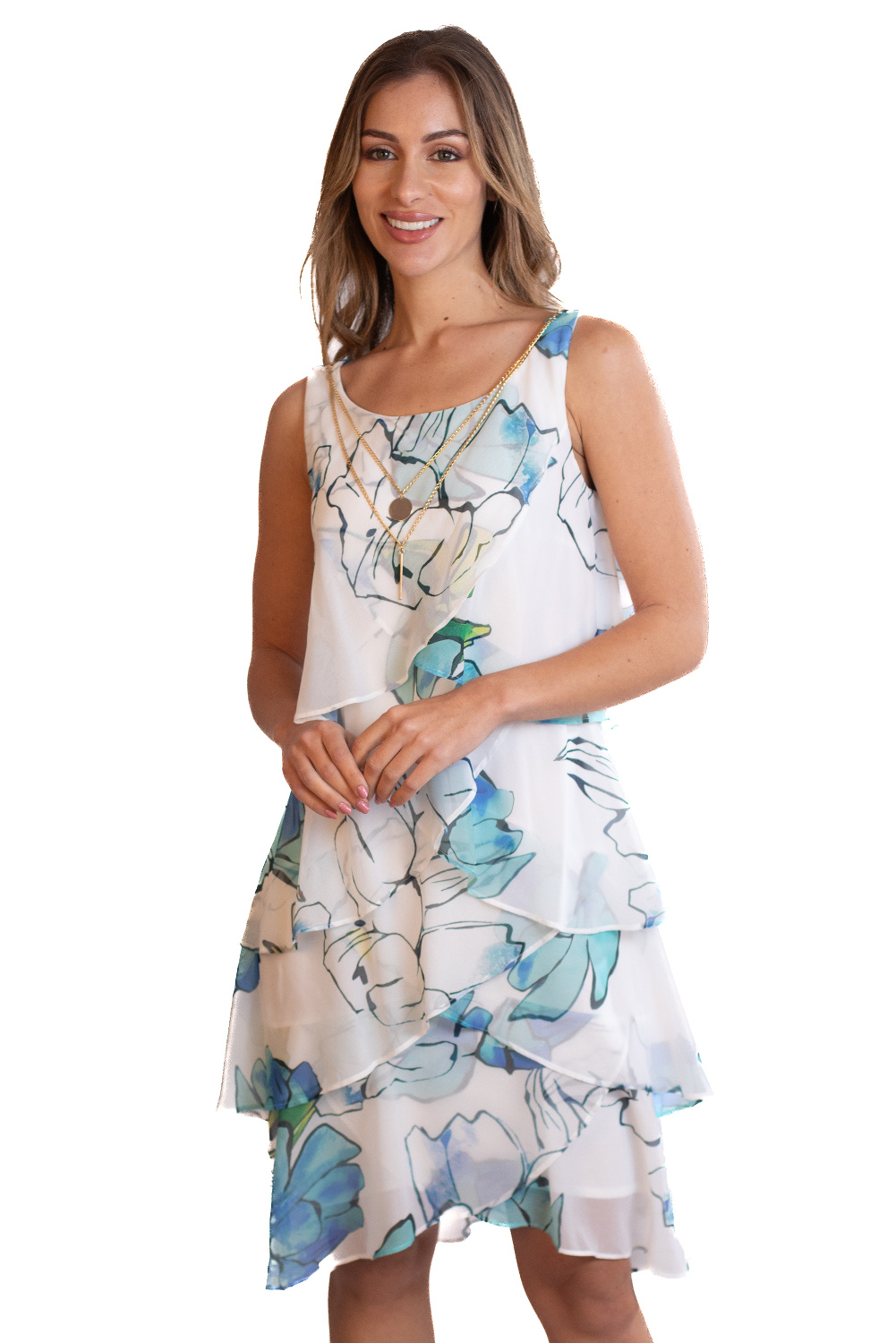 AE0055 - AL 15165 Vestido capas lima turquesa						