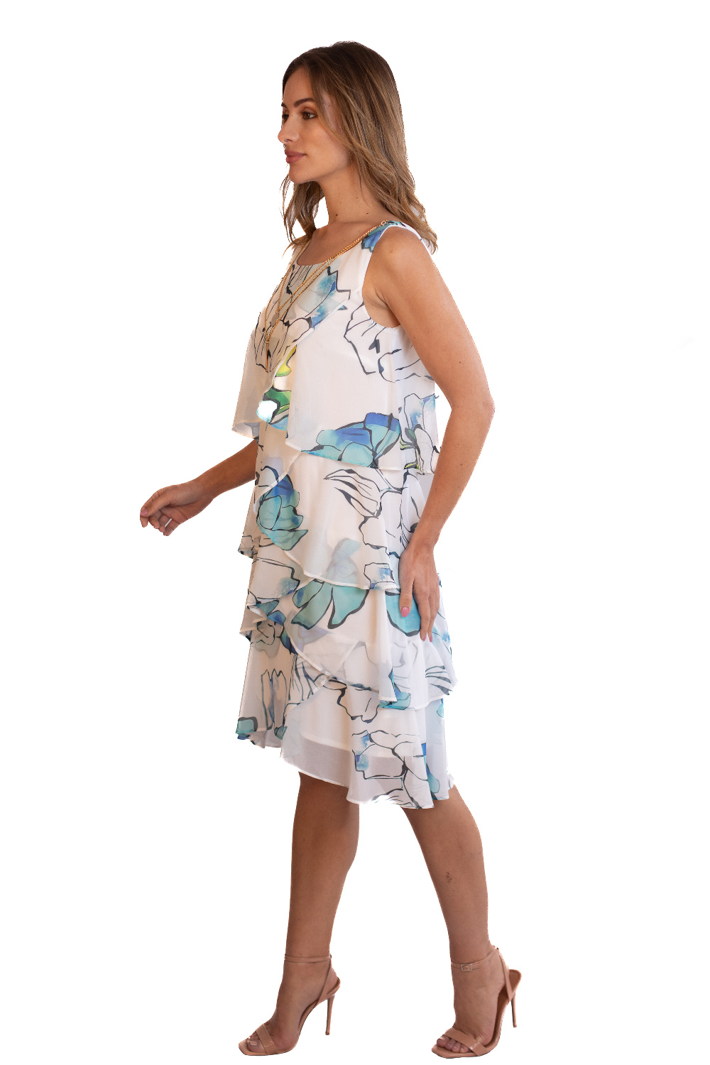 AE0055 - AL 15165 Vestido capas lima turquesa						