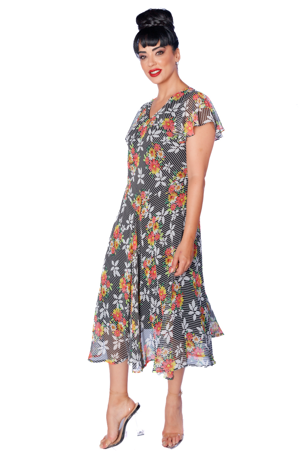 AF0275 - AL 13140 Vestido floral rayas