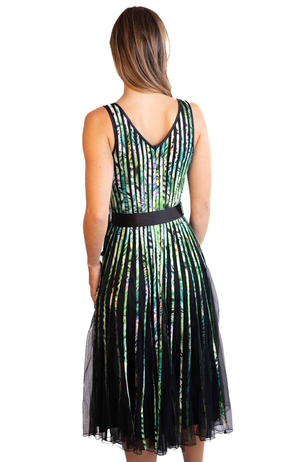 AF0324 - AL 15122 Vestido elegante verde tiras						