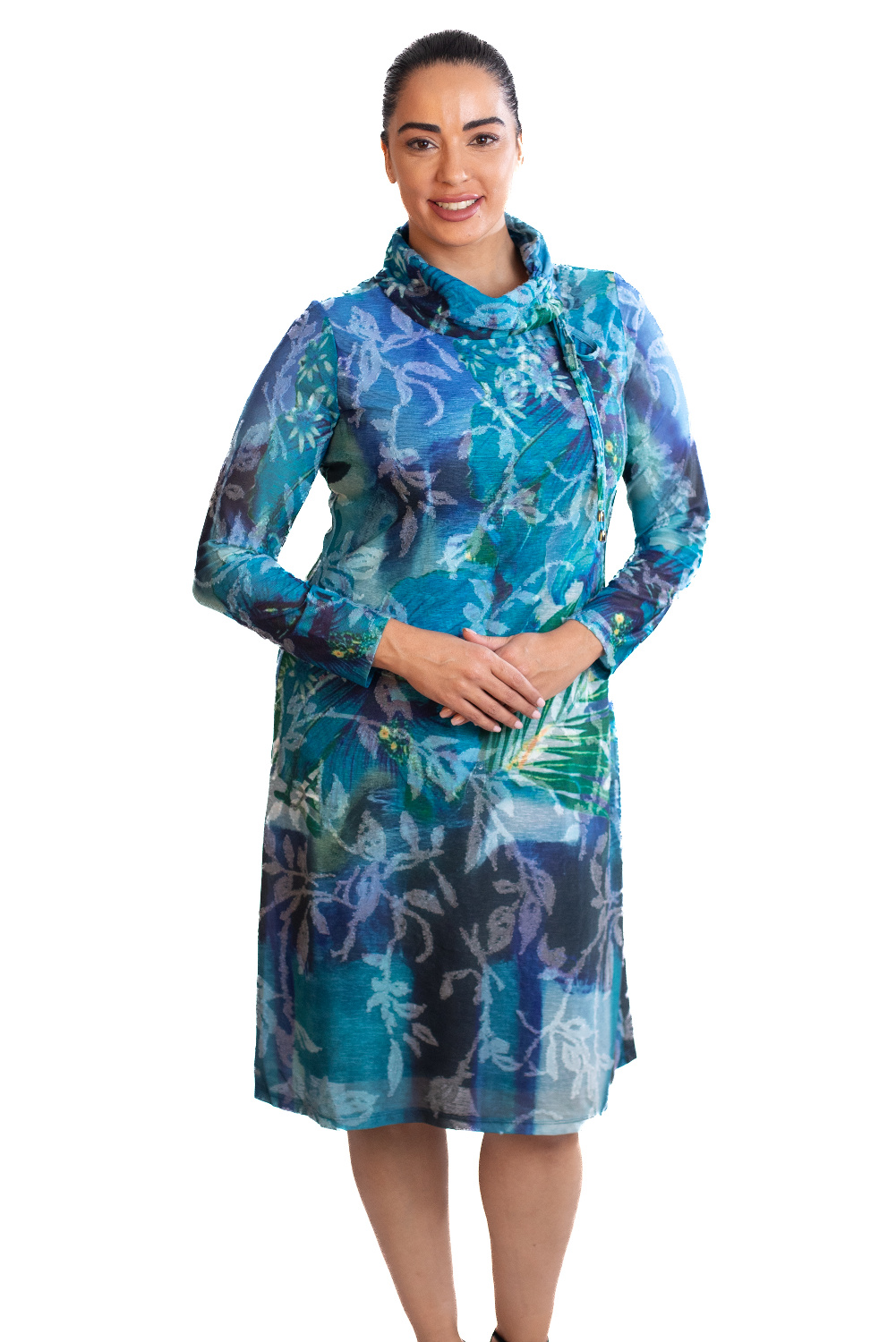 AF0332 - AL 15120 Vestido turquesa floral 						