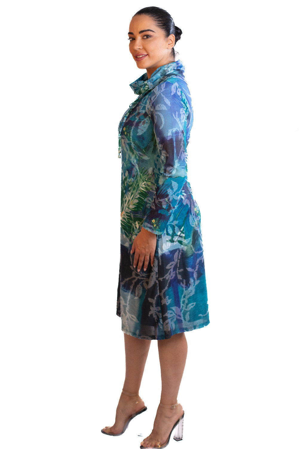 AF0332 - AL 15120 Vestido turquesa floral 						
