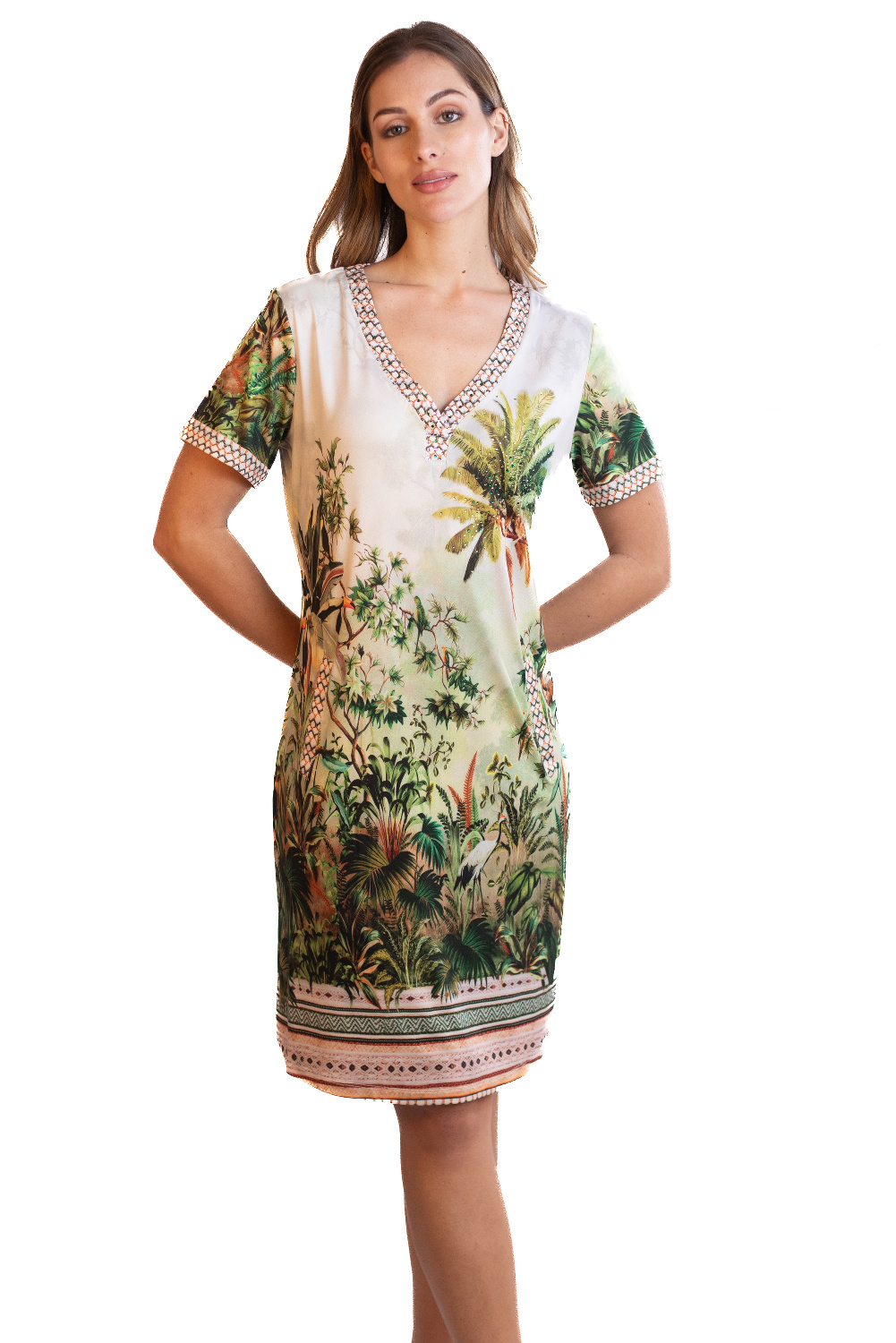 AF0335 - AL 15029 Vestido corto paraiso verde						