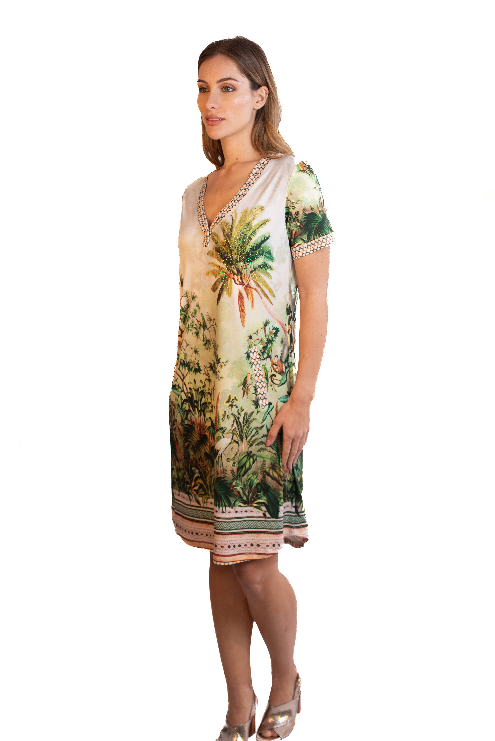 AF0335 - AL 15029 Vestido corto paraiso verde						