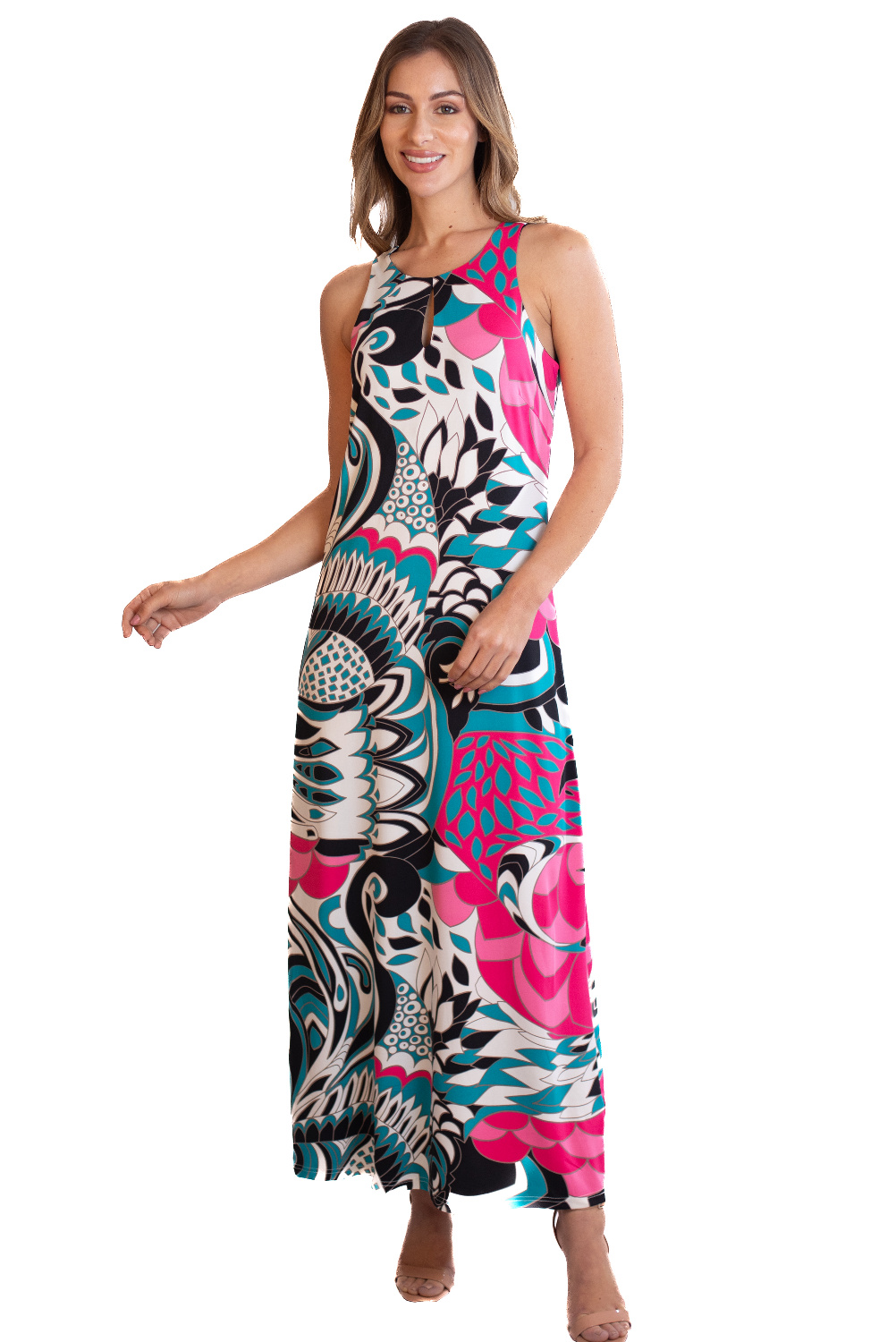AF0352 - AL 15008 Vestido teal fucsia 						
