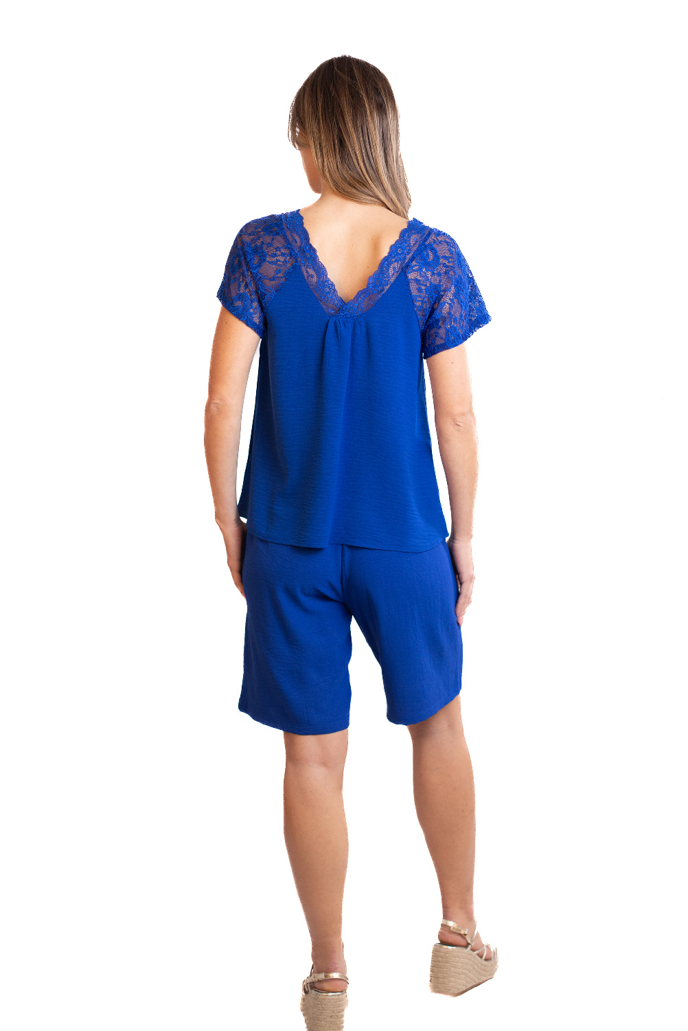 BA0757 - AL 13929 Camiseta lisa con encaje