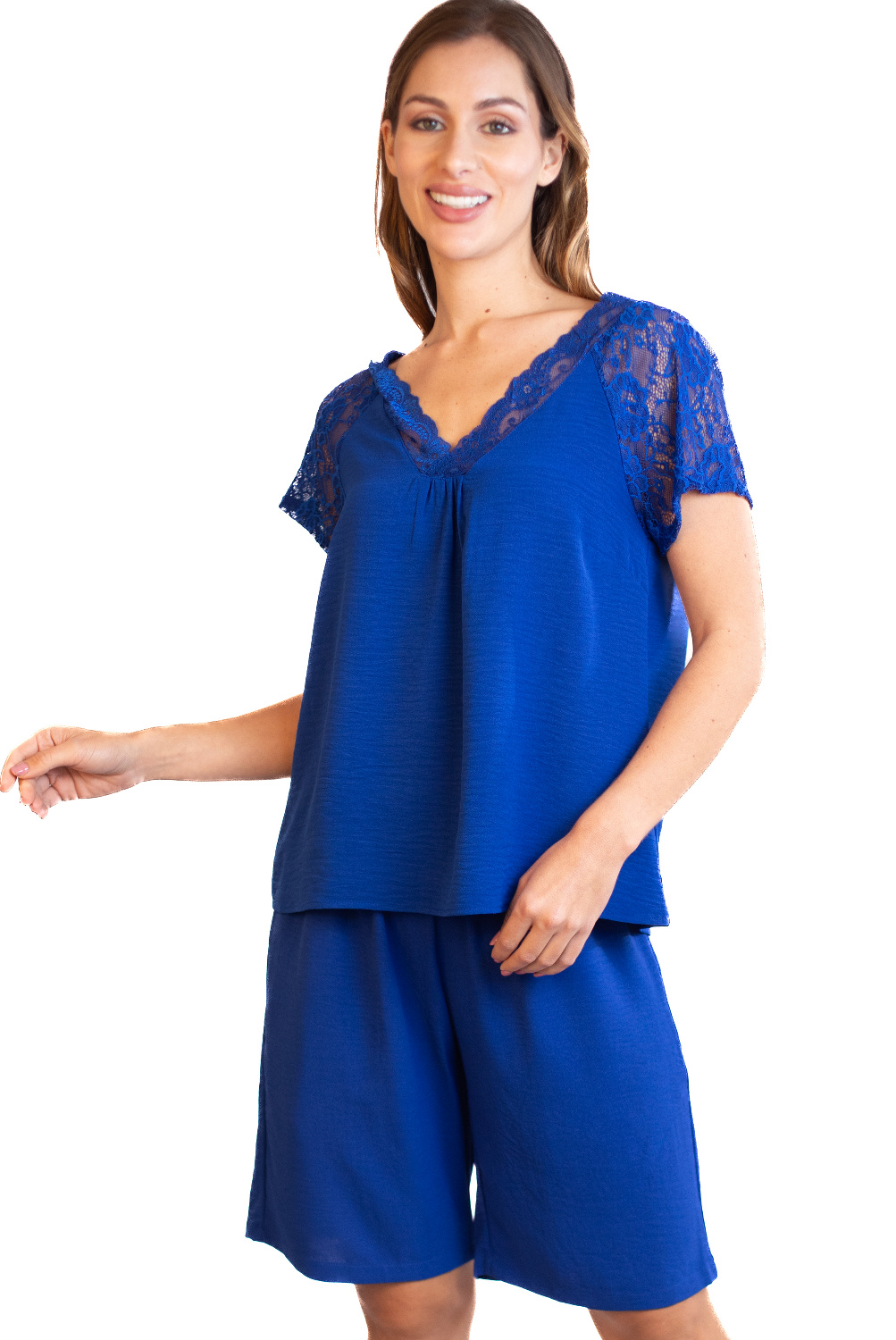 BA0757 - AL 13929 Camiseta lisa con encaje
