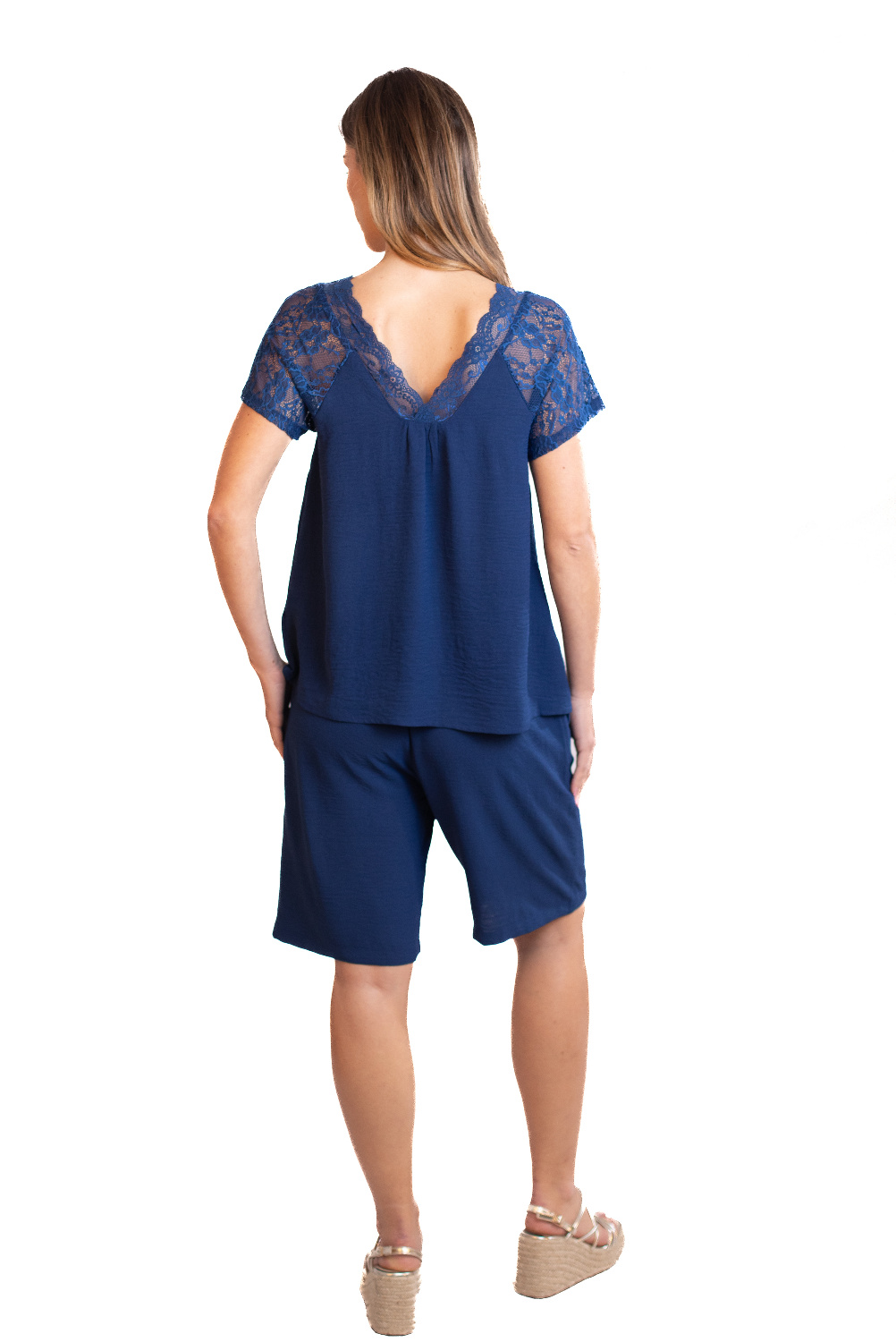 BA0757 - AL 13929 Camiseta lisa con encaje