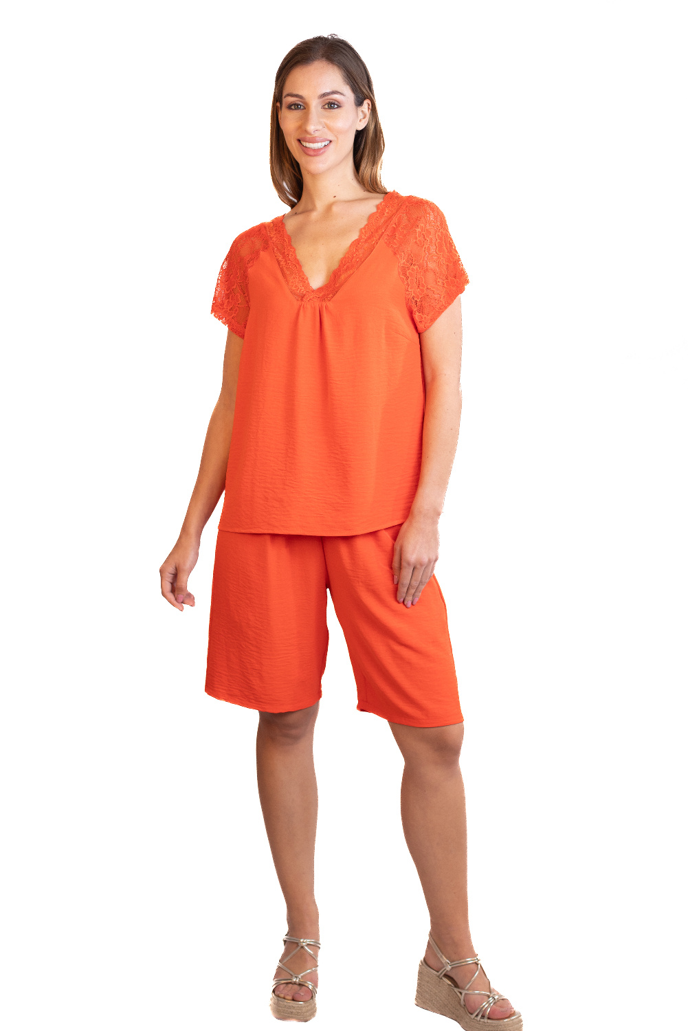 BA0757 - AL 13929 Camiseta lisa con encaje