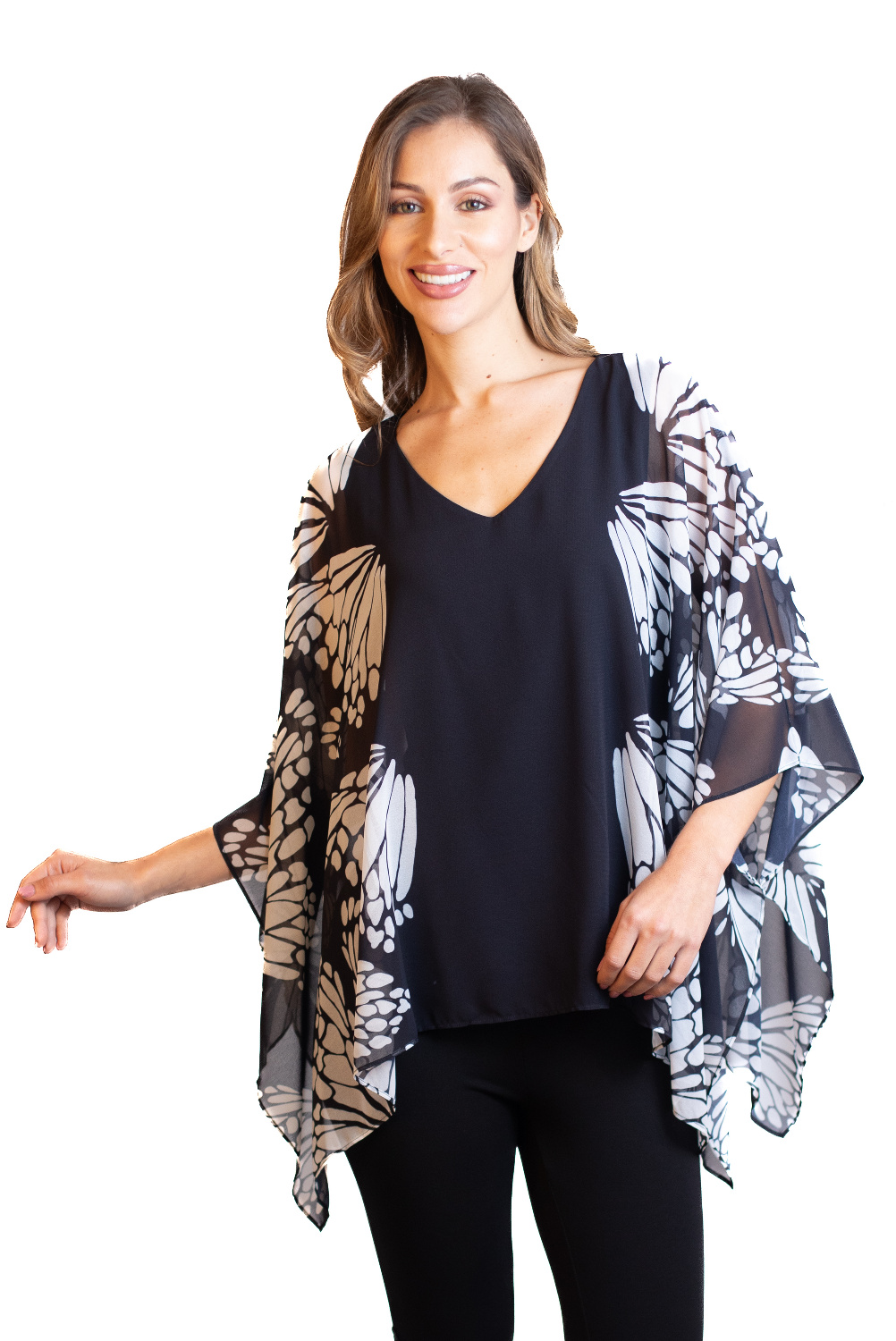 BA0776 - AL 15104 Camiseta cuiffon mariposas laterales
