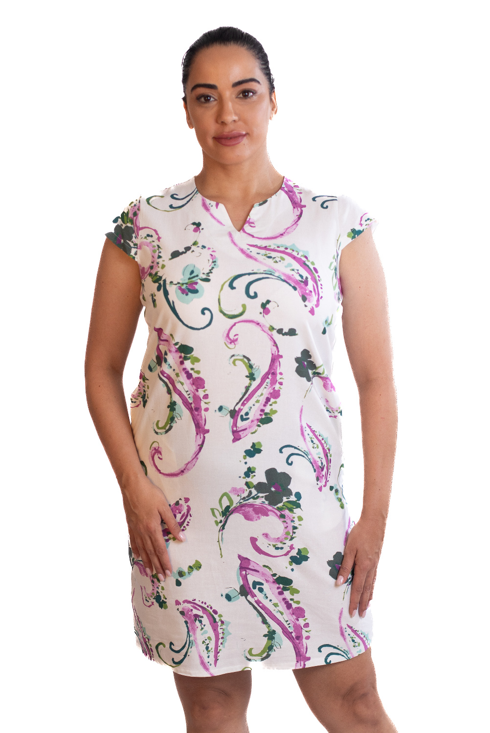 BA0777 - AL 15157 Vestido floral paisely rosa