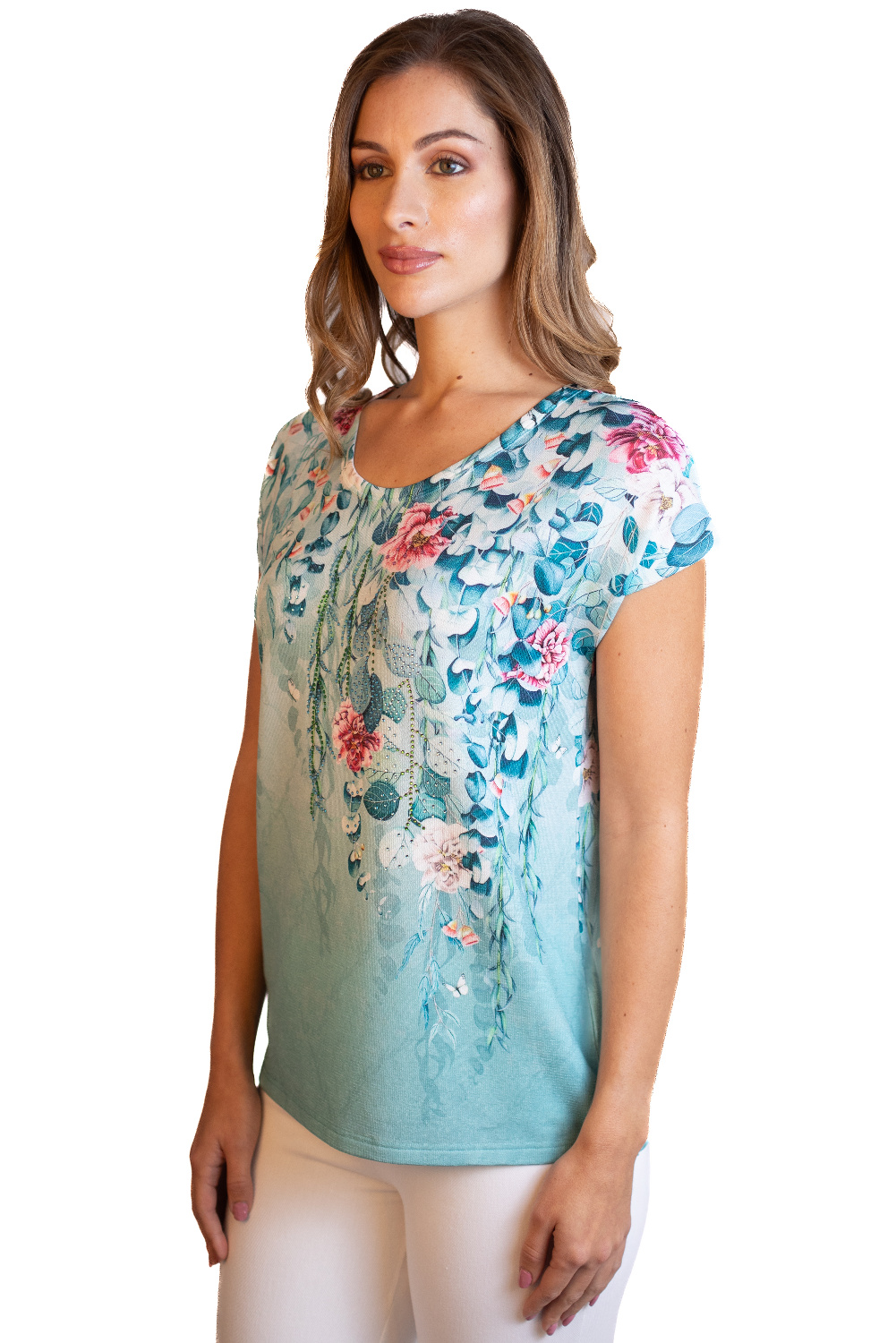 BA0779 - AL 14120 Camiseta floral verde						