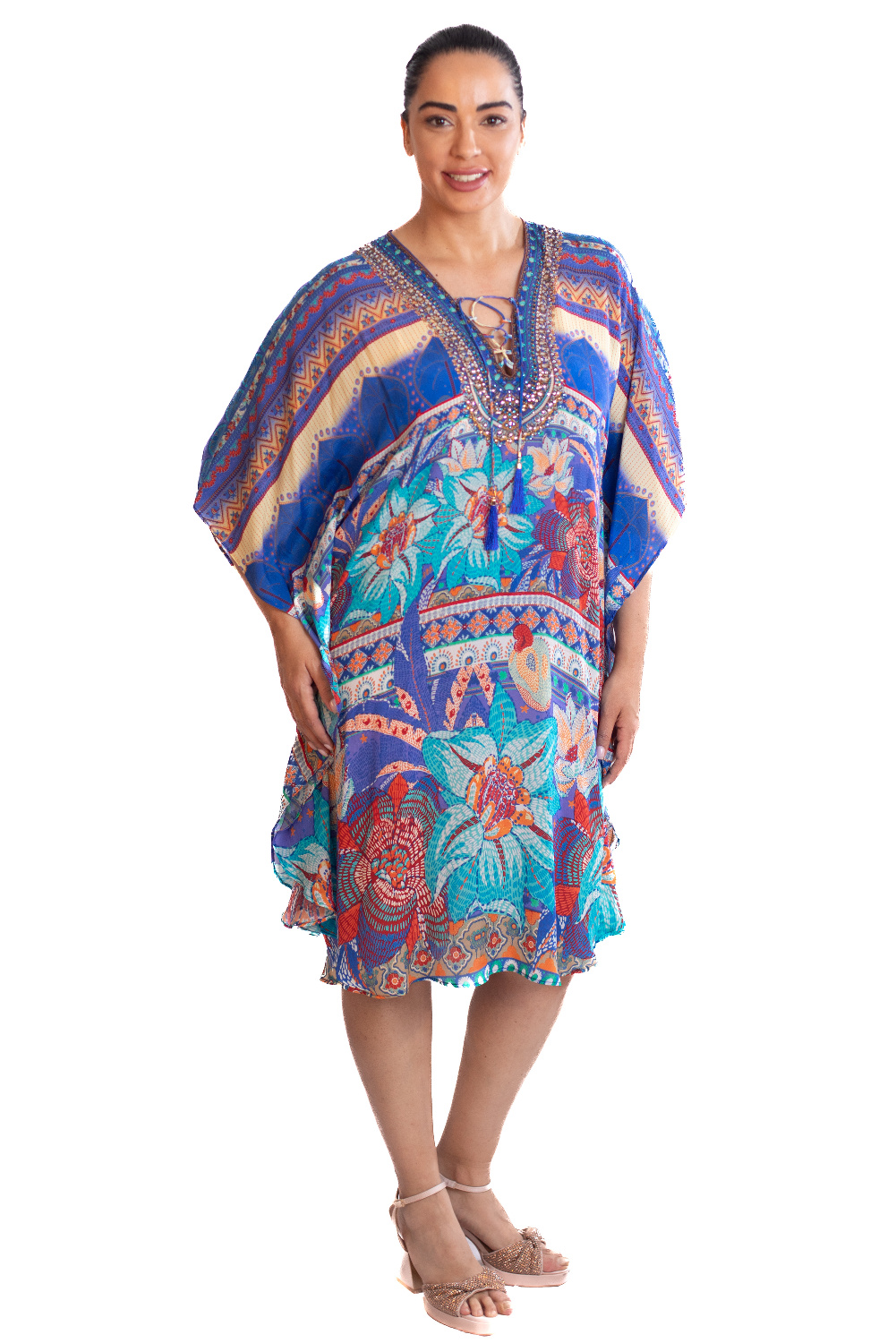 BA0787 - AL 13815 Camiseta kaftan azul lila						