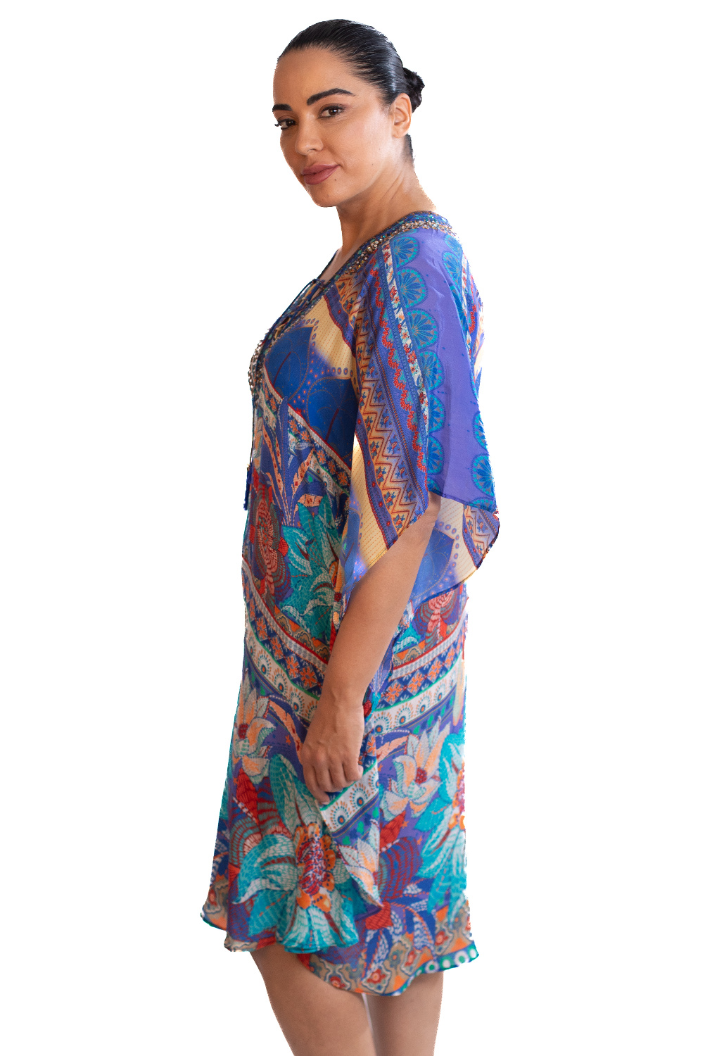 BA0787 - AL 13815 Camiseta kaftan azul lila						