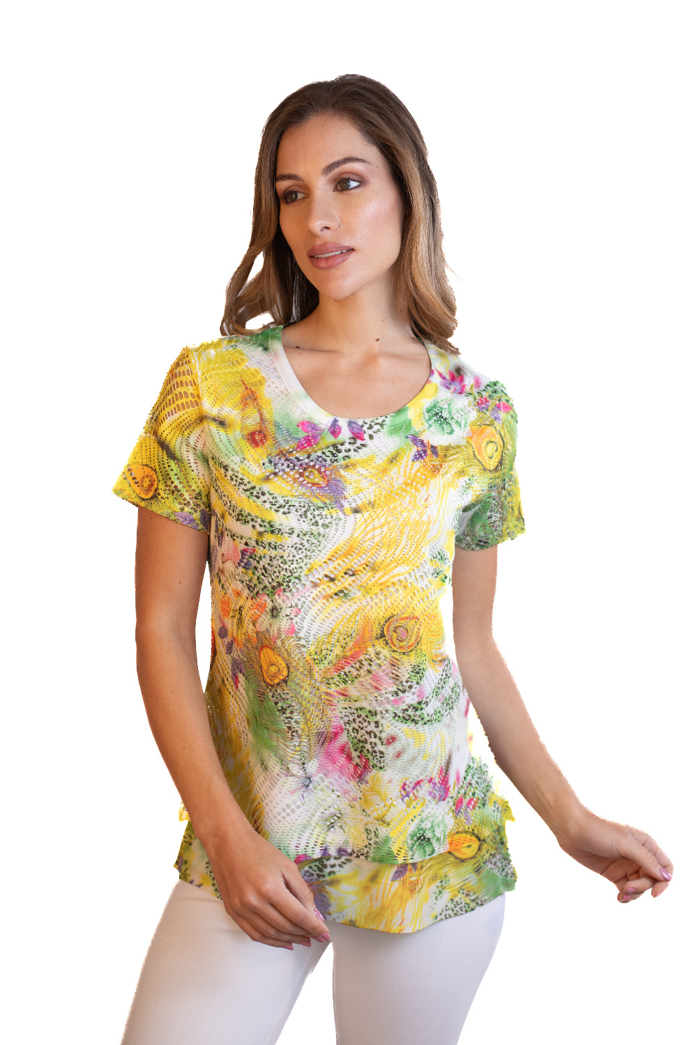 BA0799 - AL 15294 Camiseta agujeros amarillo animal 						