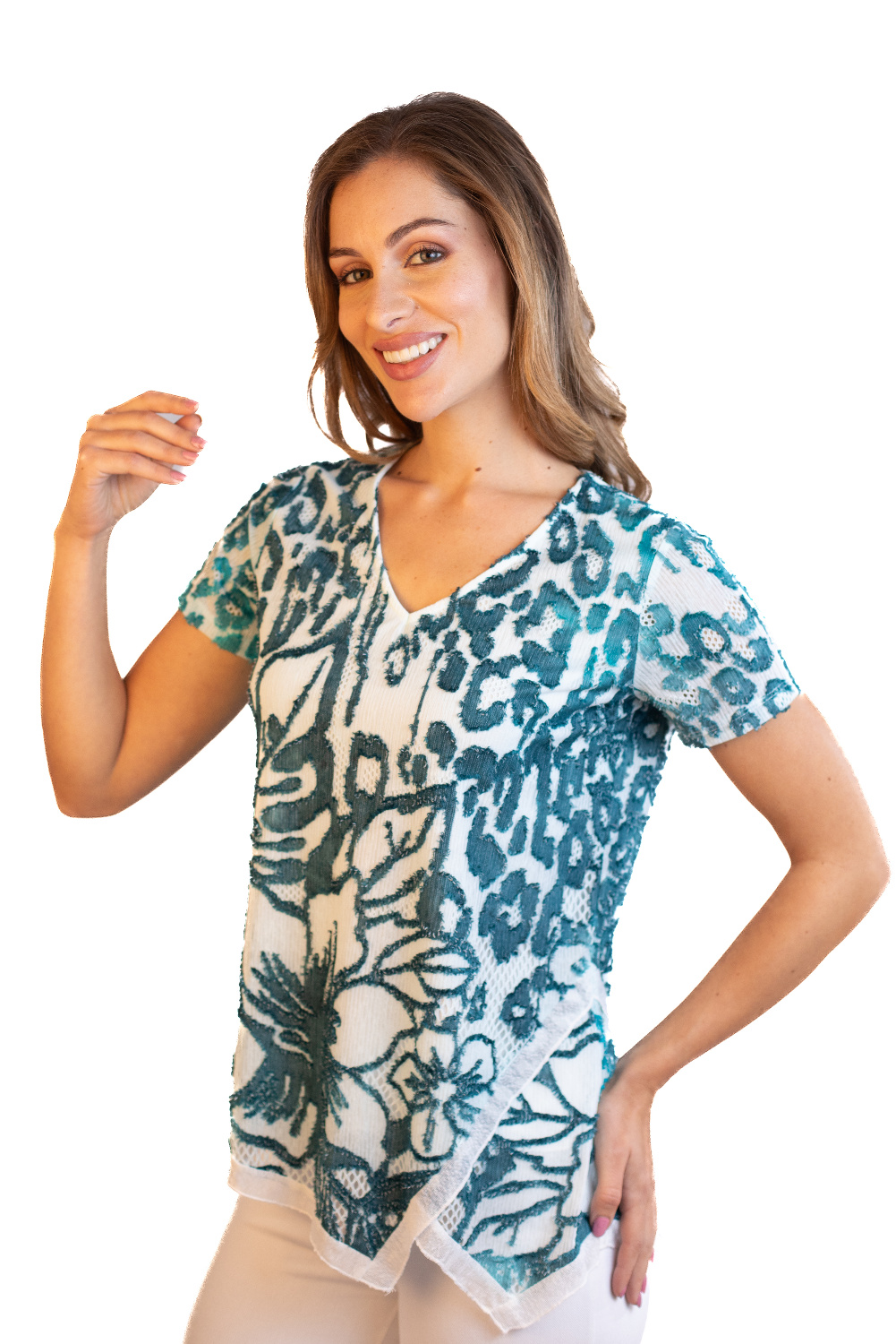 BA0800 - AL 15115 Camiseta manga corta agujeros teal 						