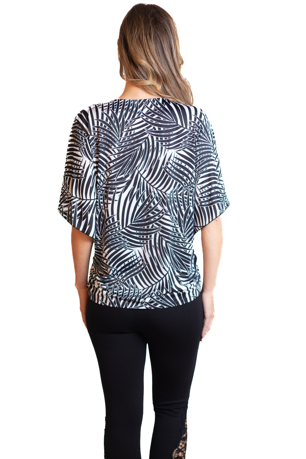 BA0805 - AL 15204 Camiseta manga corta palmeral blanco negro 						