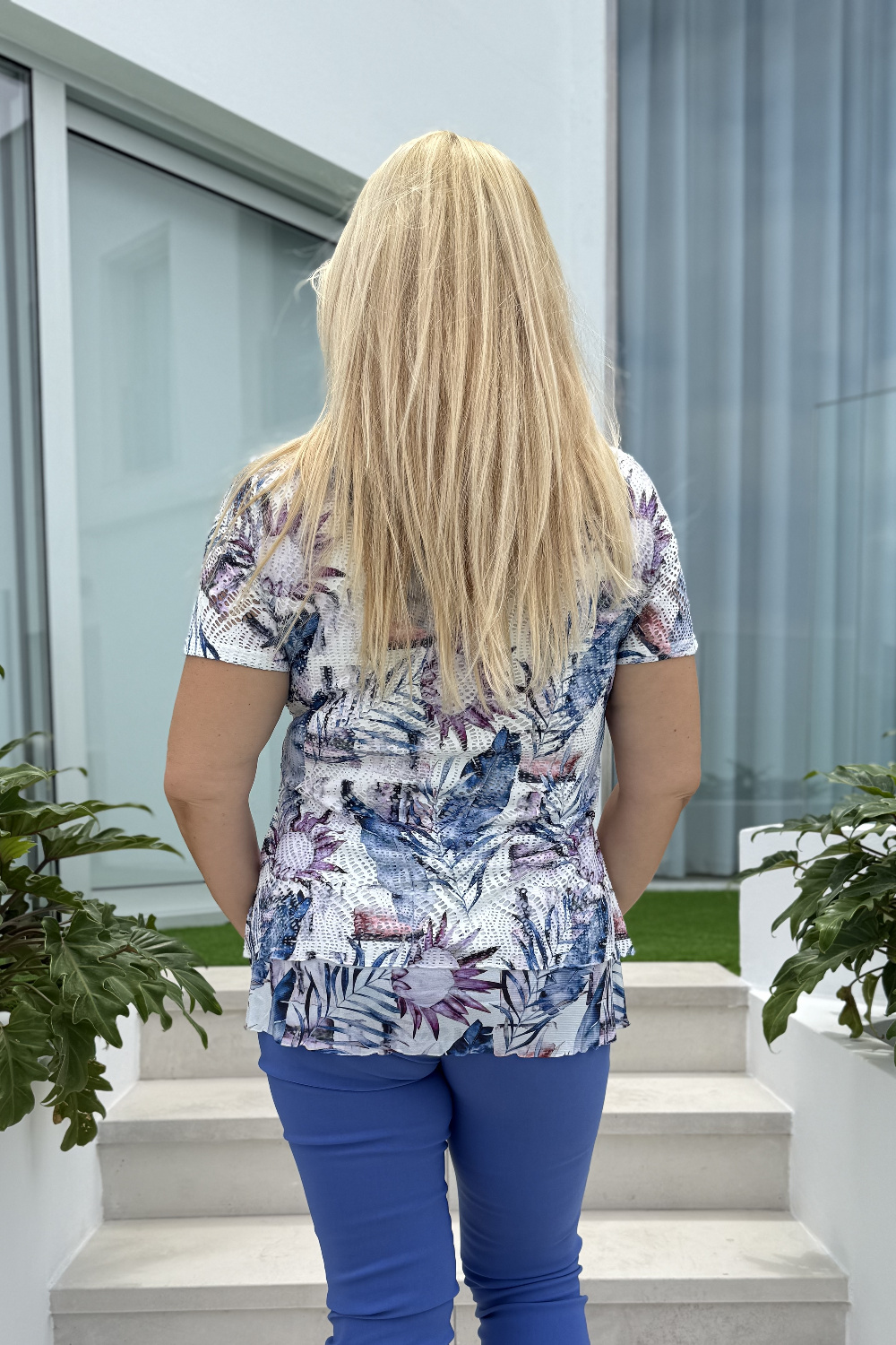 BA0845 - AL 15941 Camiseta crochet denim lila 
