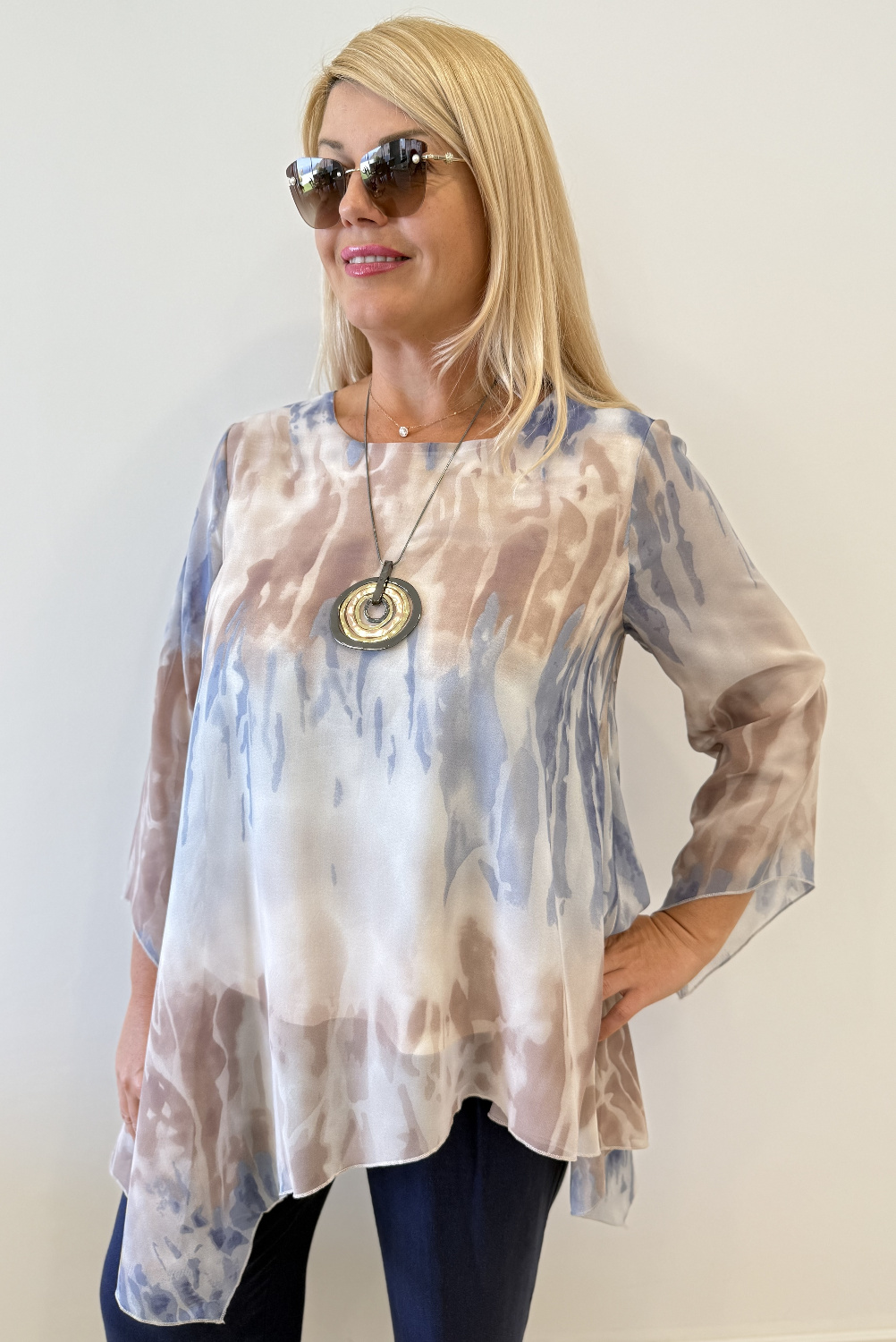 BA0852 - AL 16037 Camiseta color azul denim tie dye