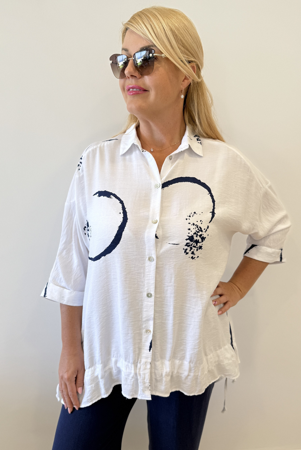 BA0853 - AL 16041 Camiseta blanca con botones 