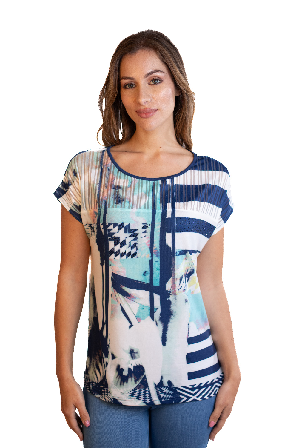 BB0122 - AL 2005 Camiseta con transparencia azul marina aqua 