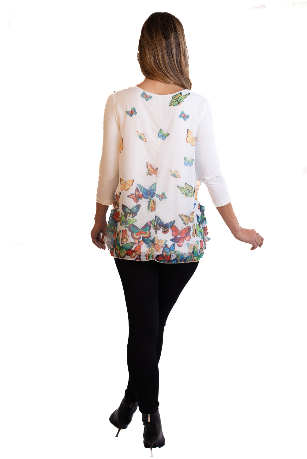 BC0283 - AL 2068 Camiseta mariposas crema 						
