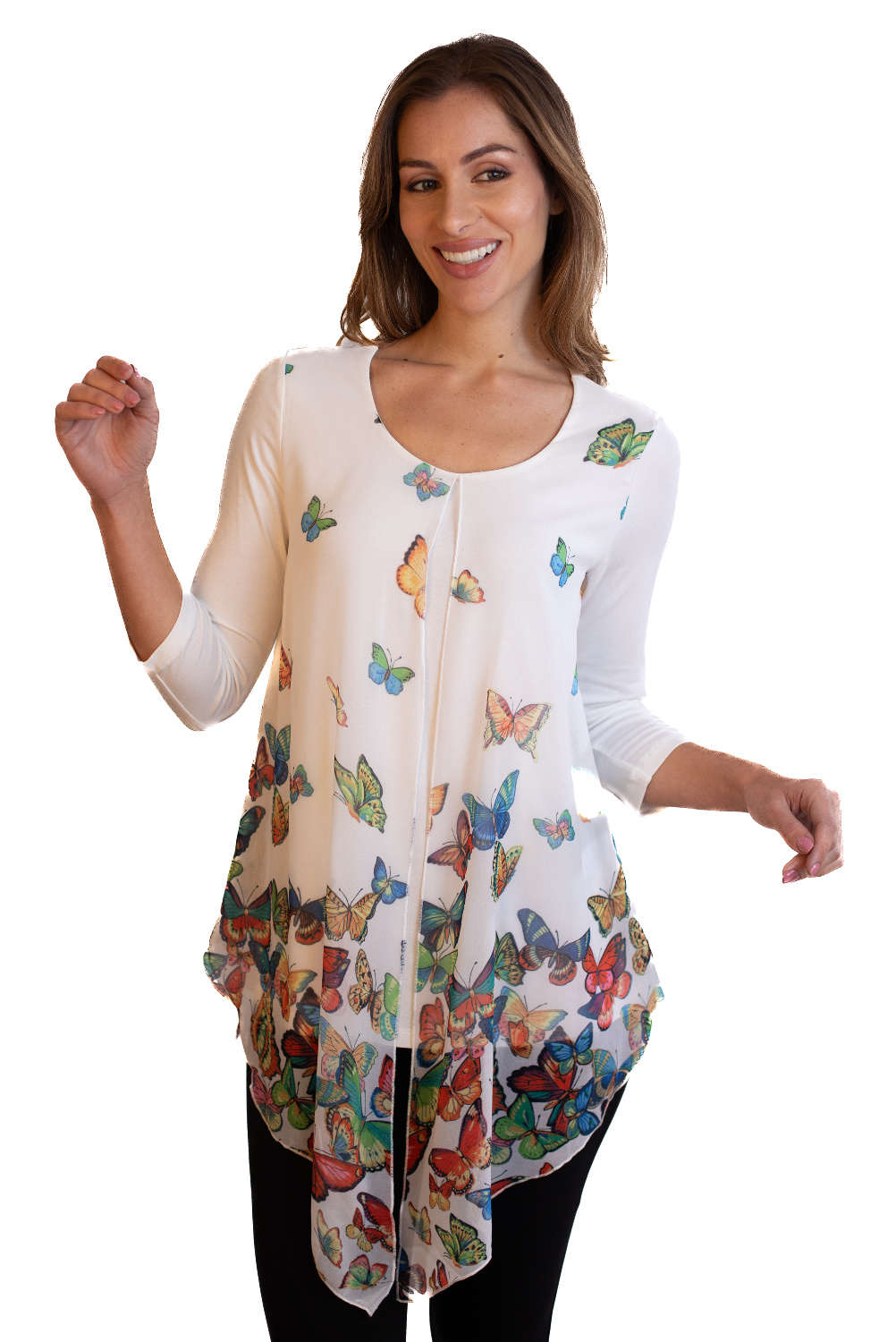BC0283 - AL 2068 Camiseta mariposas crema 						