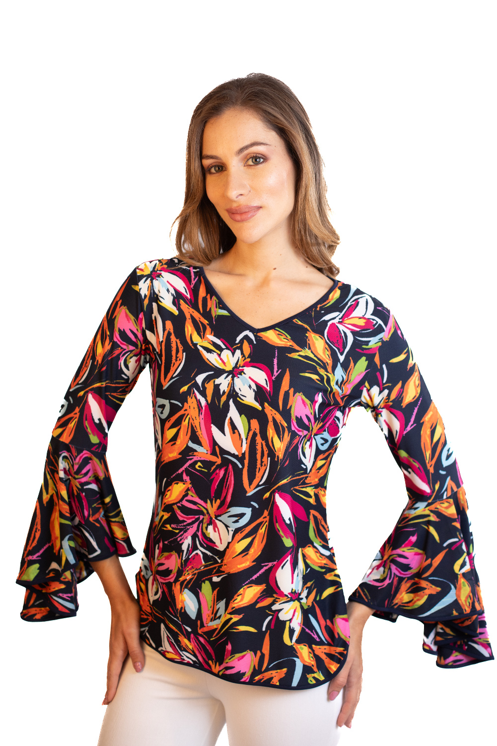 BC0287 - AL 15100 Camiseta con manga volante multicolor						