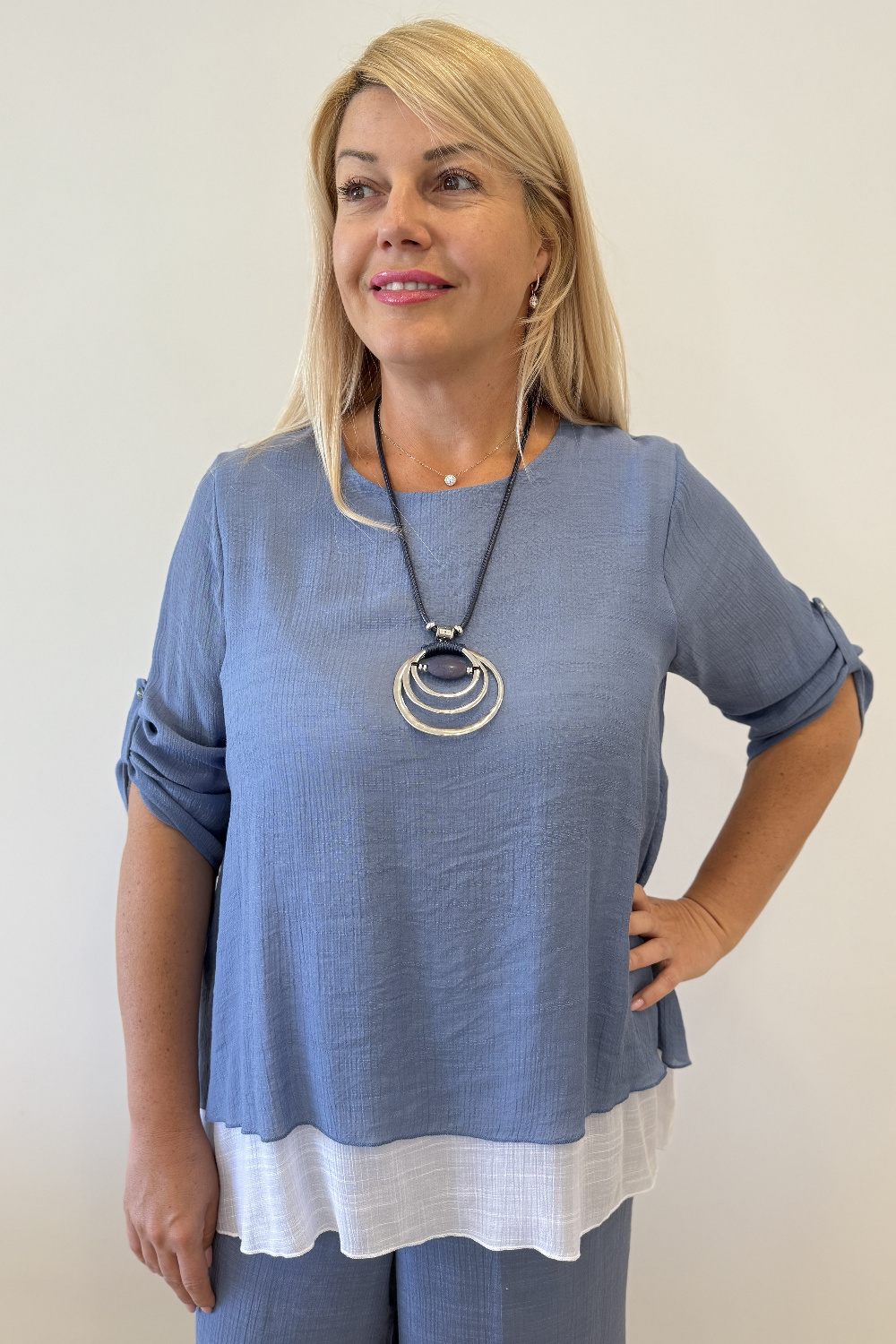 BC0296 - AL 16023 Camiseta azul cielo con blanco 