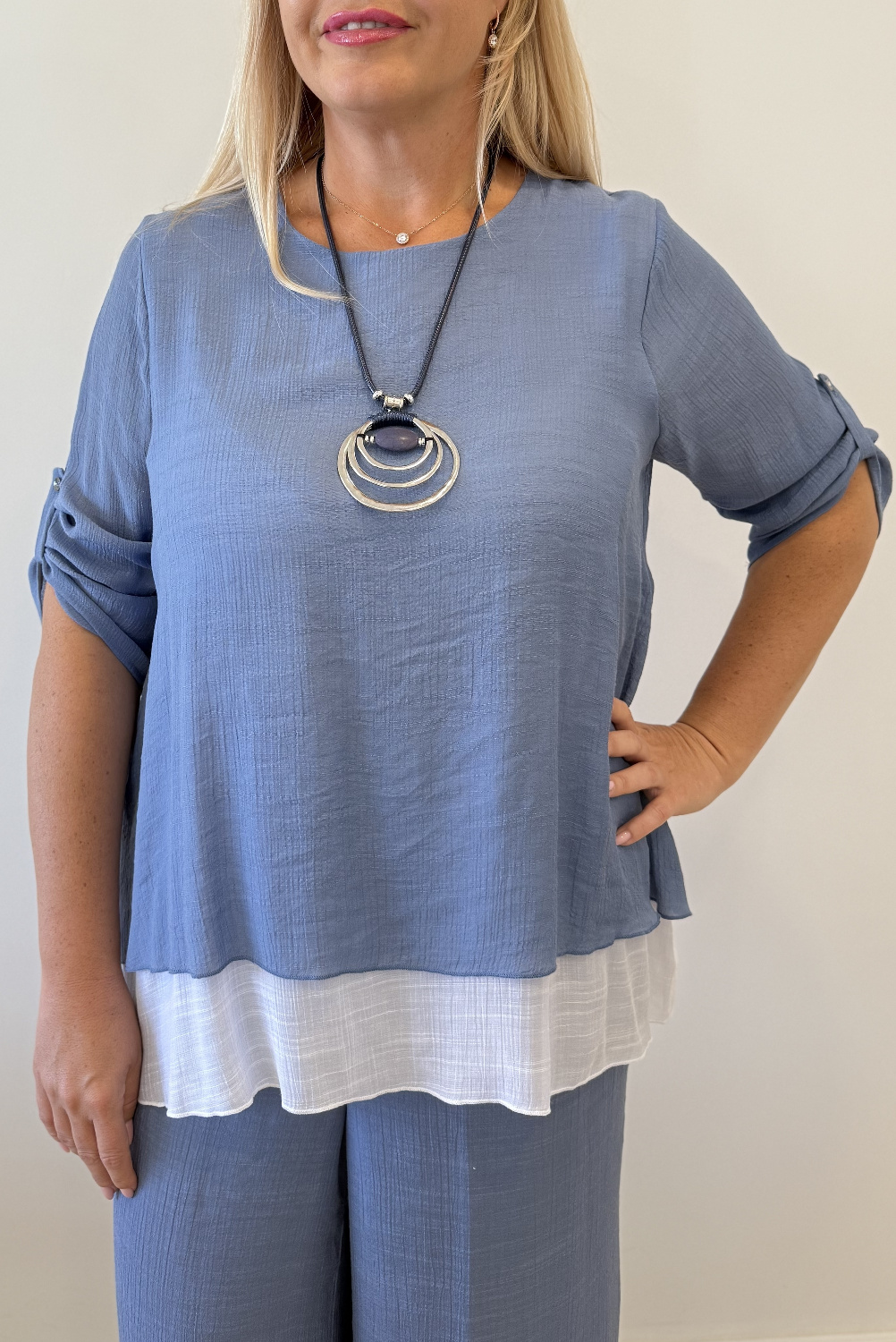BC0296 - AL 16023 Camiseta azul cielo con blanco 