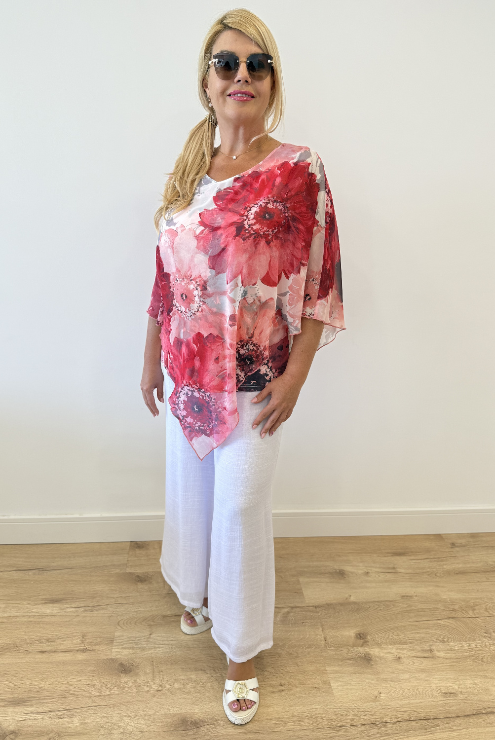 BE0028 - AL 15583 Camiseta rosa estilo poncho 