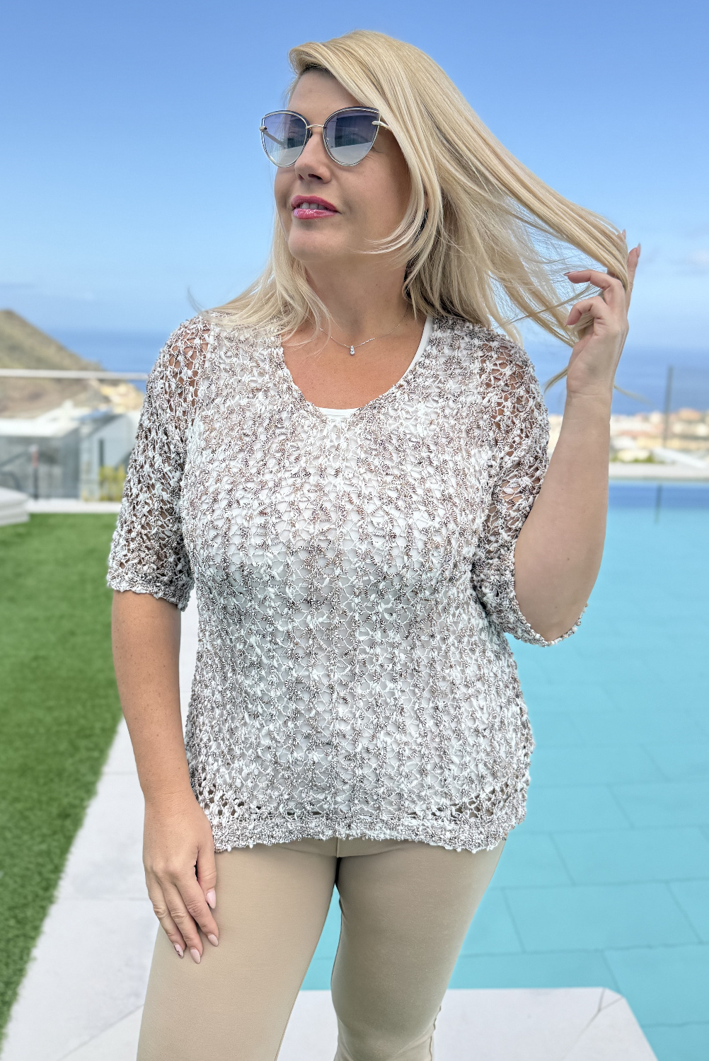 DC0167 - AL 15983 Jersey crochet beige 