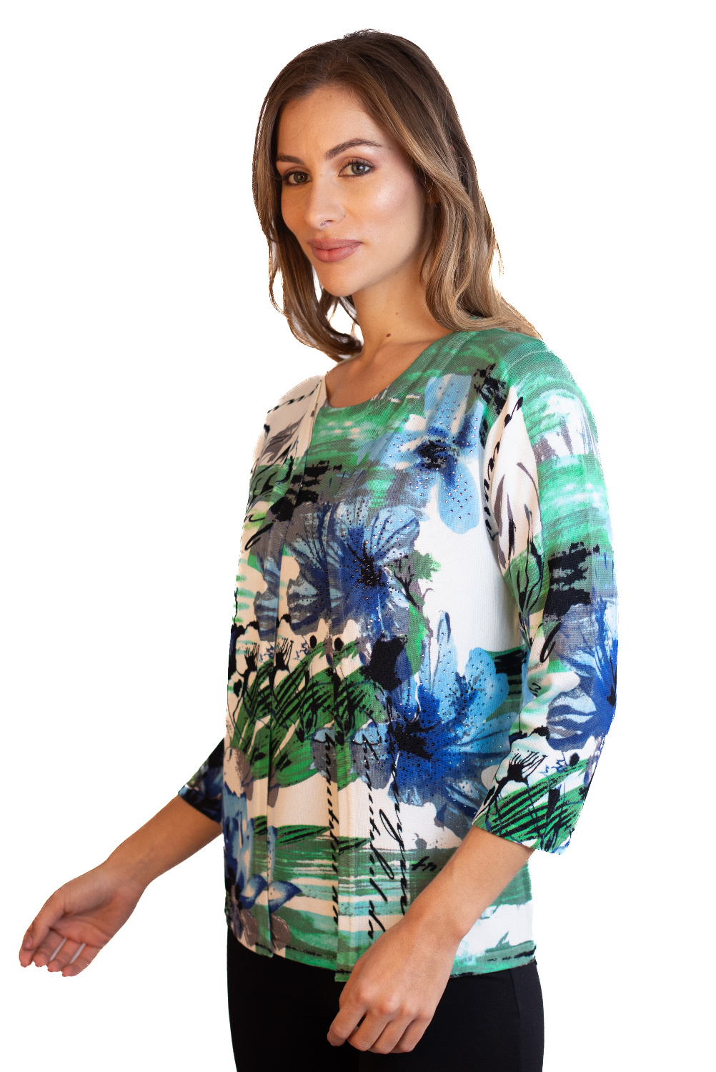 DJ0088 - AL 15182 Rebeca manga 3/4 verde azul 