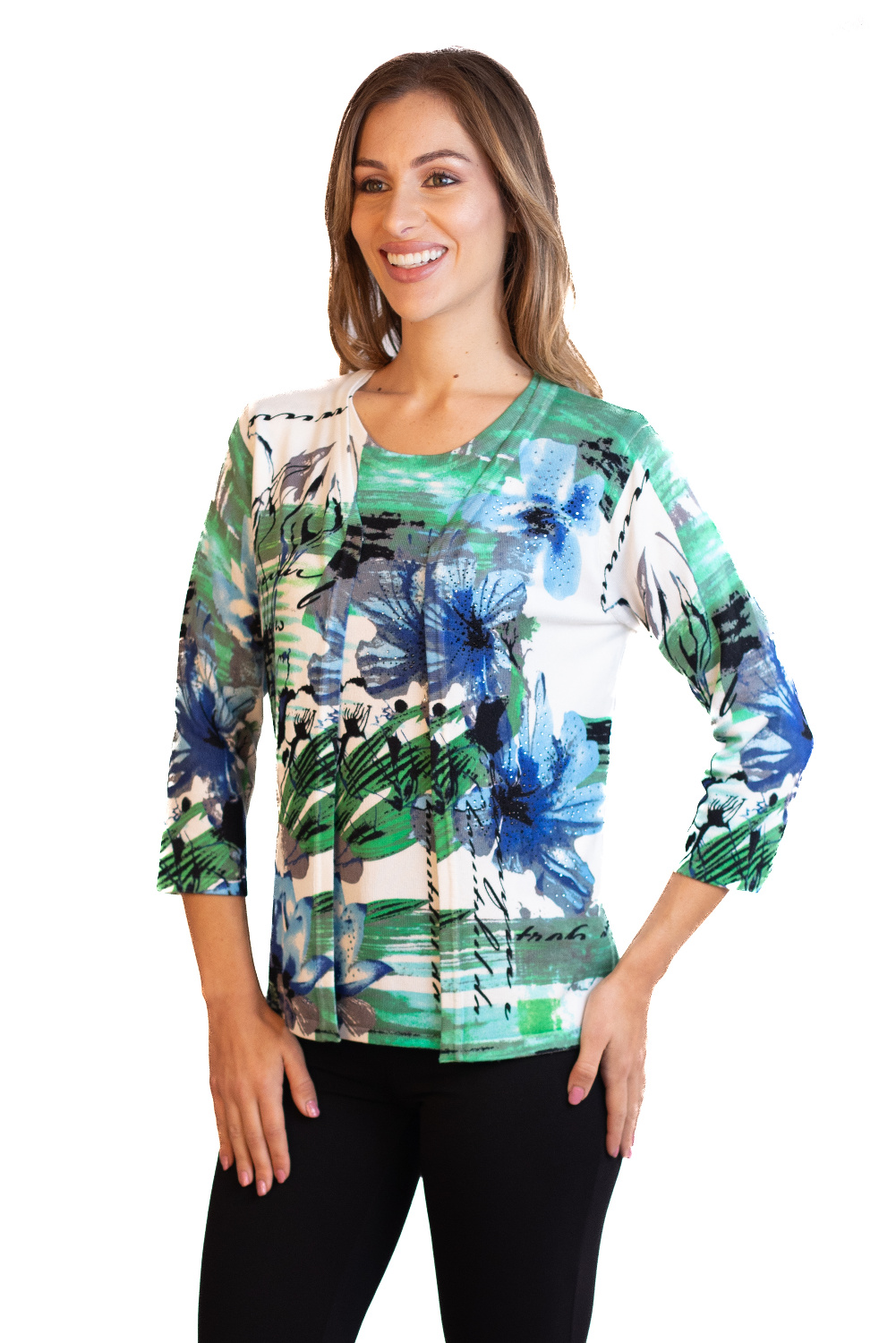 DJ0088 - AL 15182 Rebeca manga 3/4 verde azul 