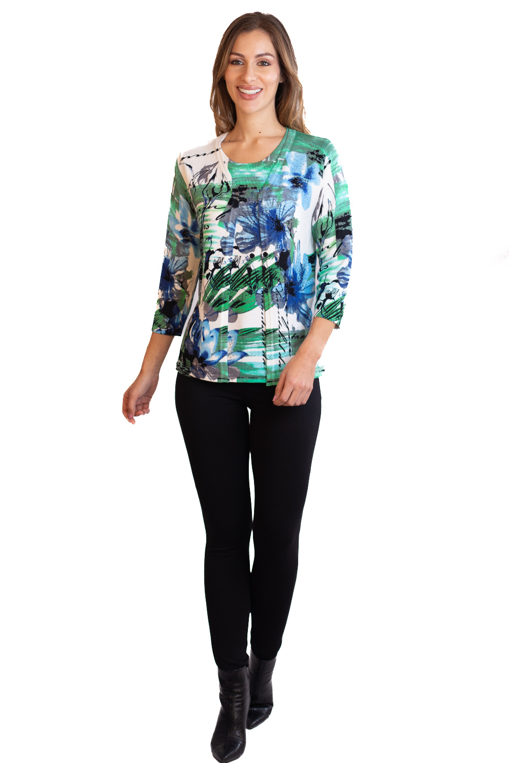 DJ0088 - AL 15182 Rebeca manga 3/4 verde azul 