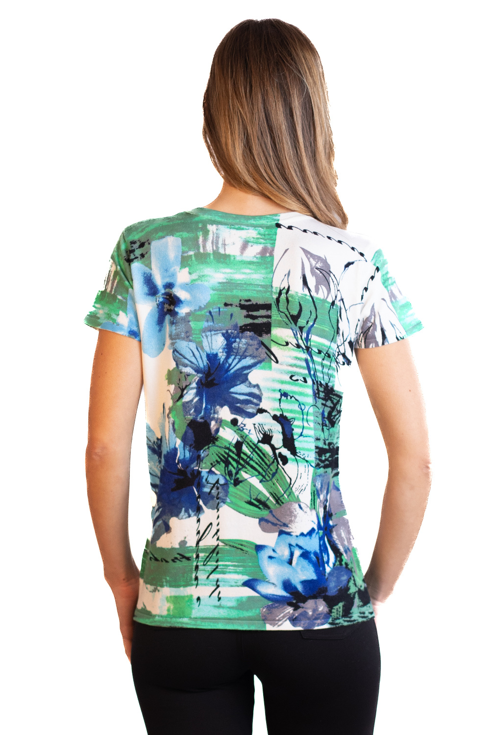 DJ0089 - AL 15183 Jersey manga 3/4 verde azul 