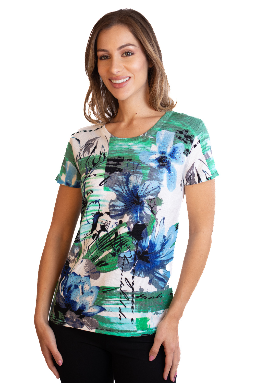 DJ0089 - AL 15183 Jersey manga 3/4 verde azul 