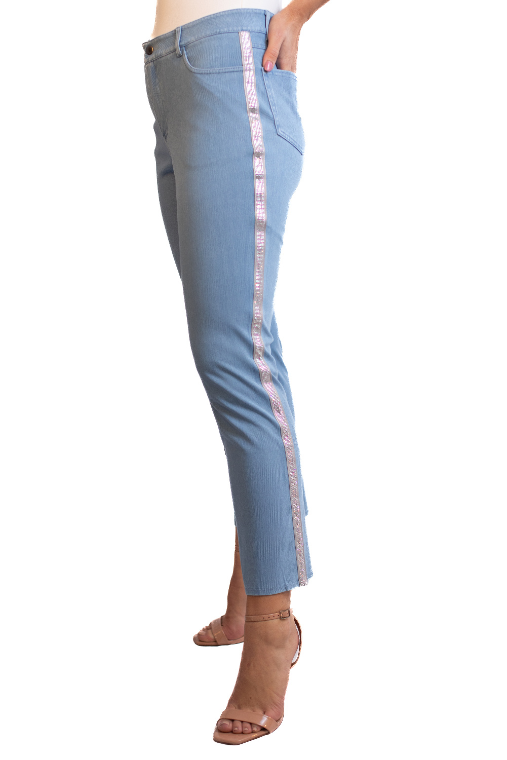 EA0075 - AL 13812 Pantalón vaquero con brillos laterales						
