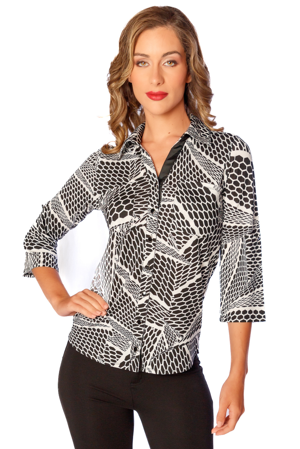 GD0014 - AL 12907 Camisa manga larga diseño panal