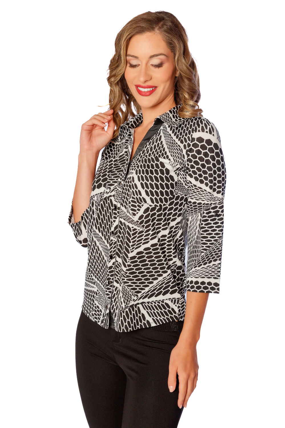 GD0014 - AL 12907 Camisa manga larga diseño panal