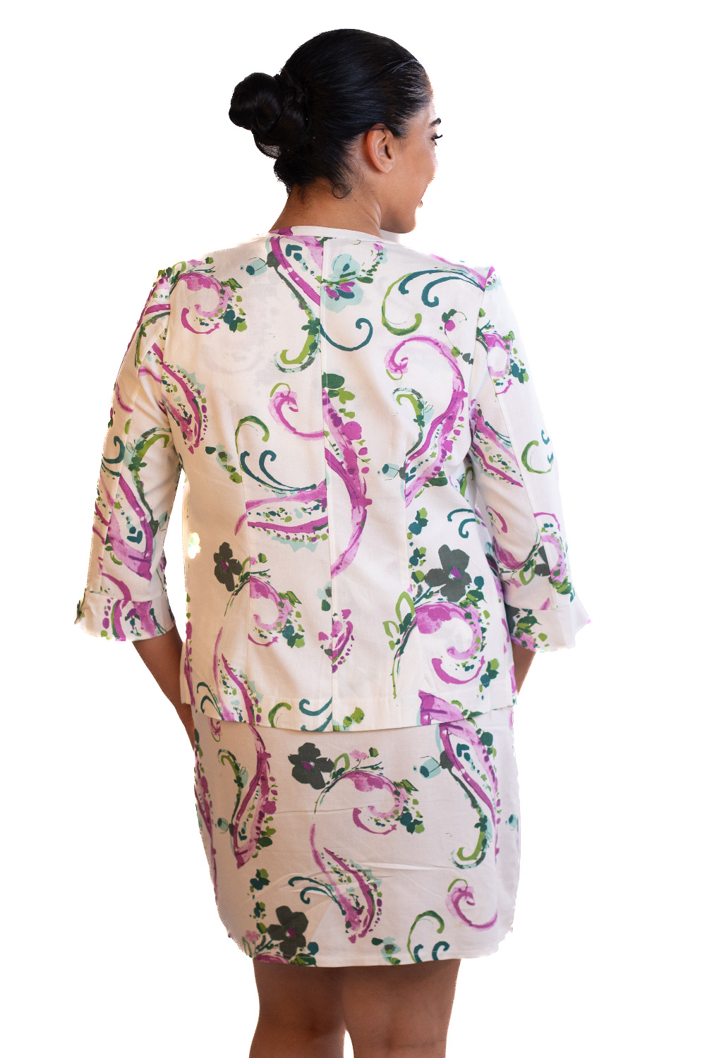 JA0039 - AL 13978 Chaqueta lino rosa floral paisley