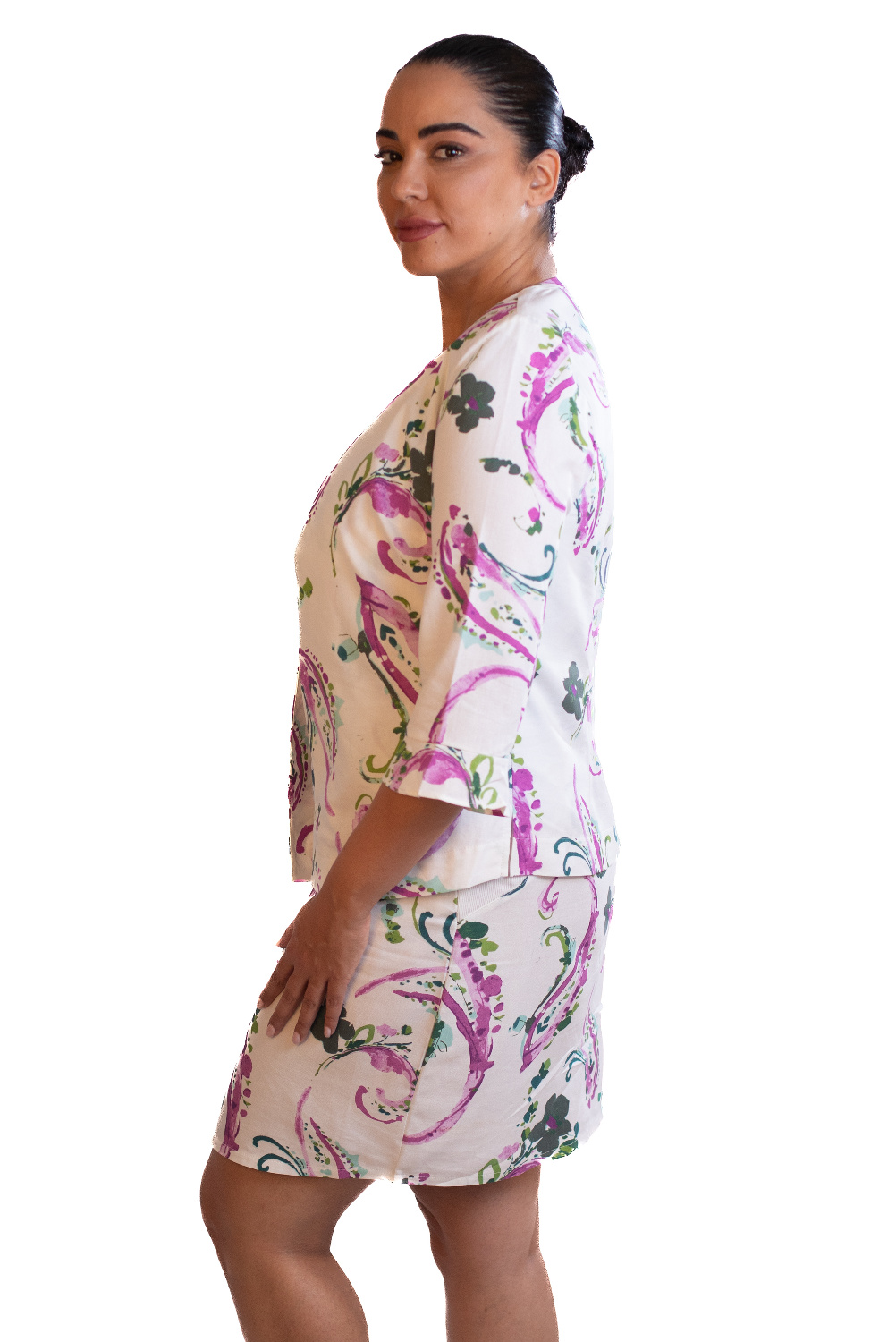 JA0039 - AL 13978 Chaqueta lino rosa floral paisley