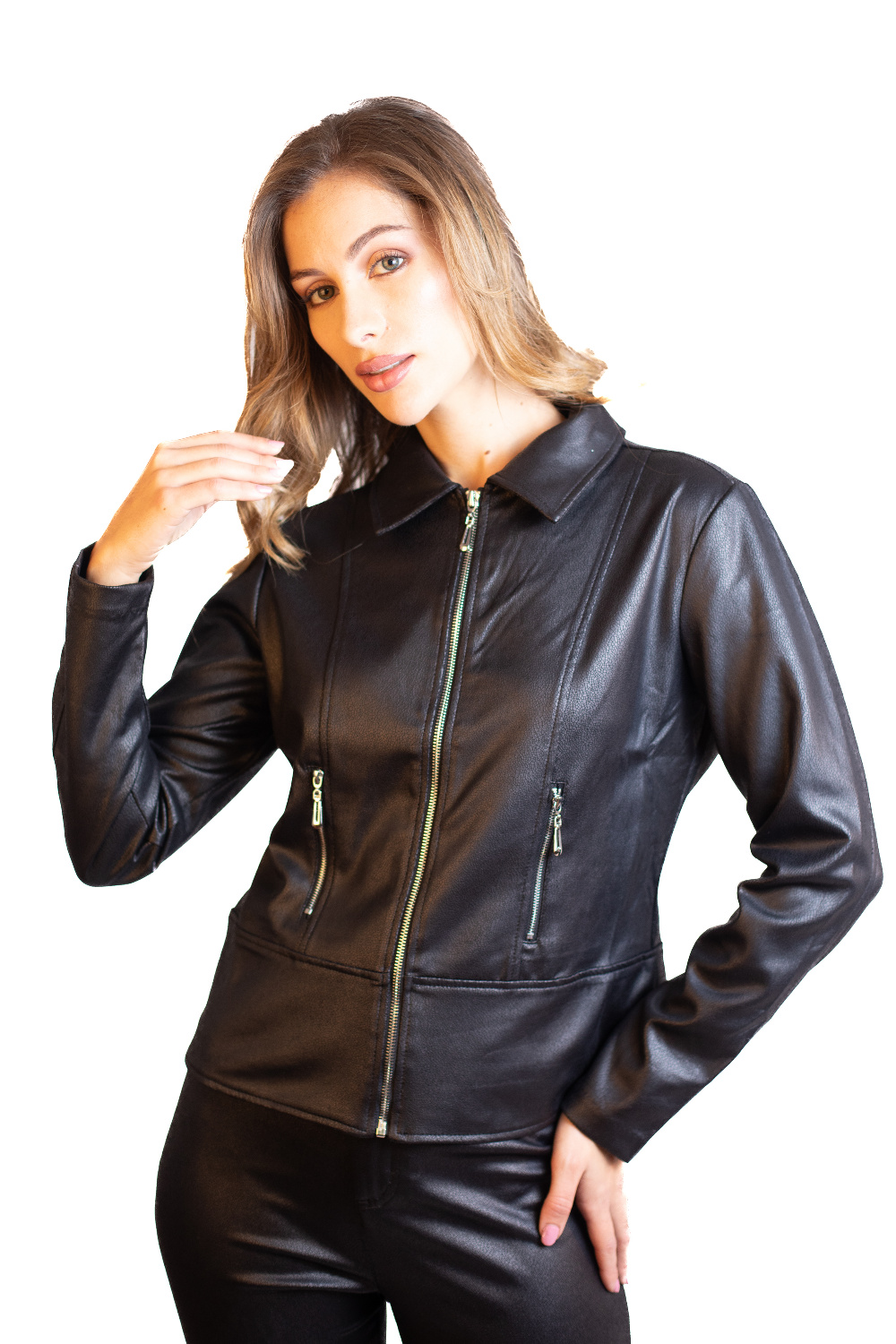 JC0081 - AL 14092 Chaqueta de faux piel elegante						