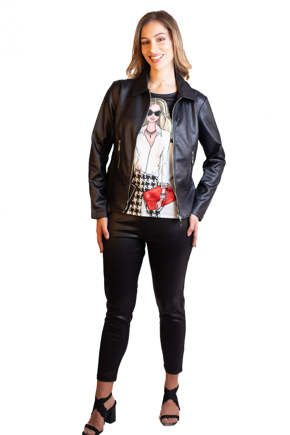 JC0081 - AL 14092 Chaqueta de faux piel elegante						